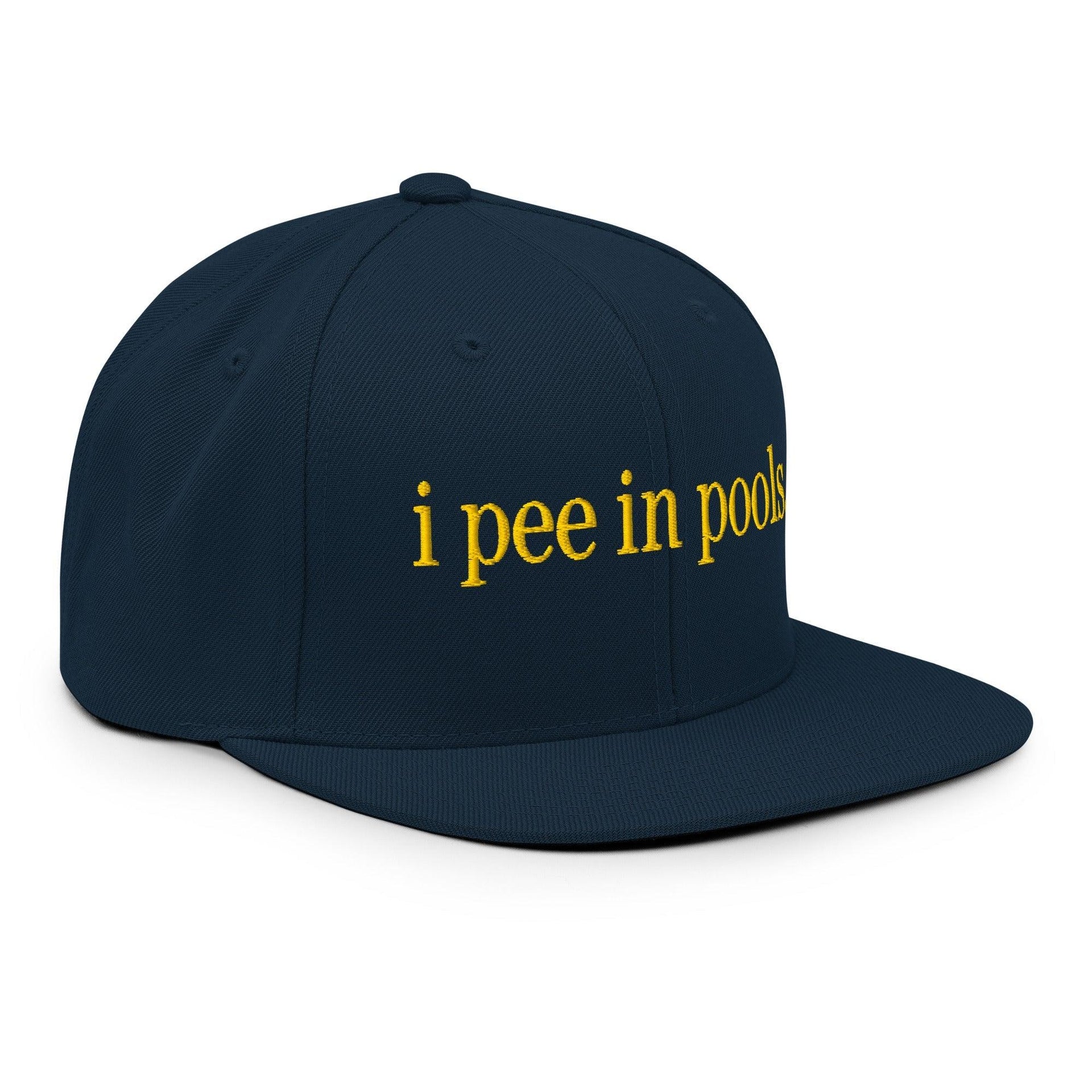 I Pee in Pools Embroidered Flat Bill Brim Snapback Hat Capital Crowns Funny Snapback Hats