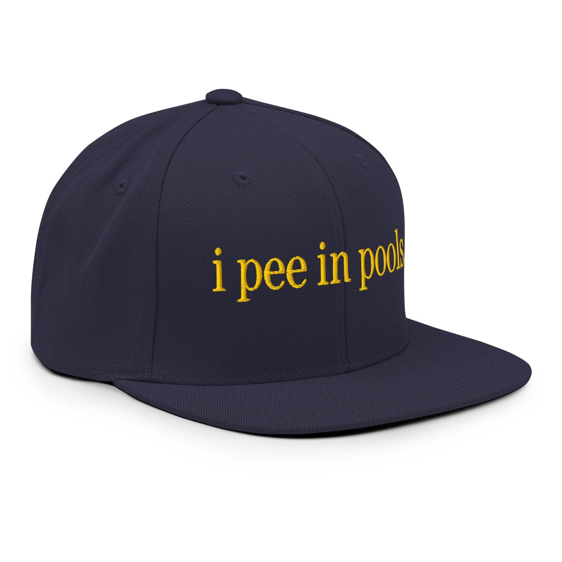 I Pee in Pools Embroidered Flat Bill Brim Snapback Hat Capital Crowns Funny Snapback Hats