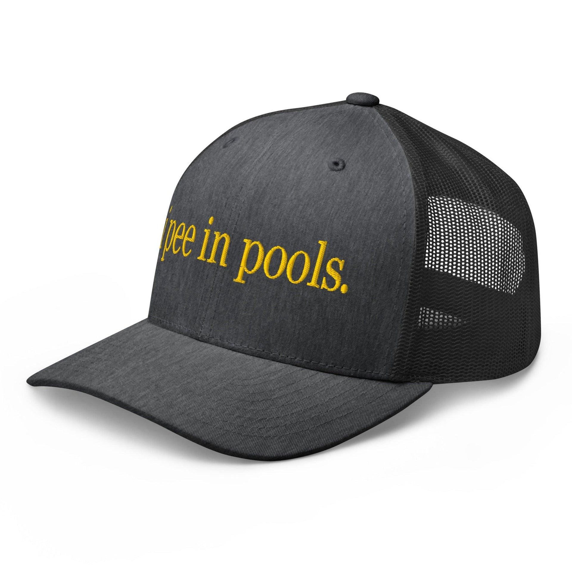 I Pee in Pools Embroidered Mesh Trucker Hat Capital Crowns Funny Trucker Hats