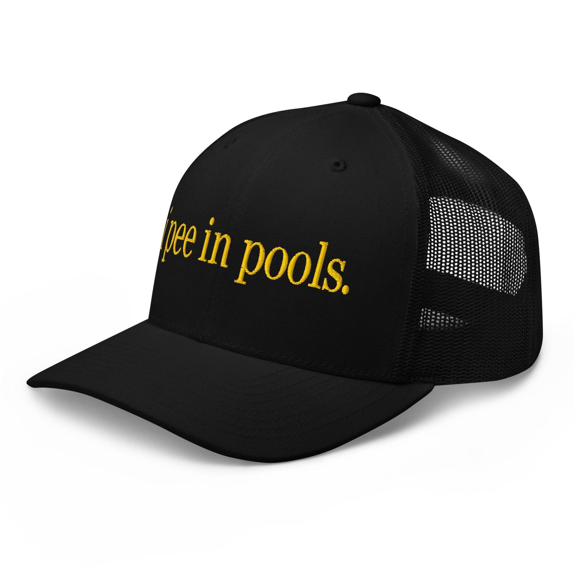 I Pee in Pools Embroidered Mesh Trucker Hat Capital Crowns Funny Trucker Hats