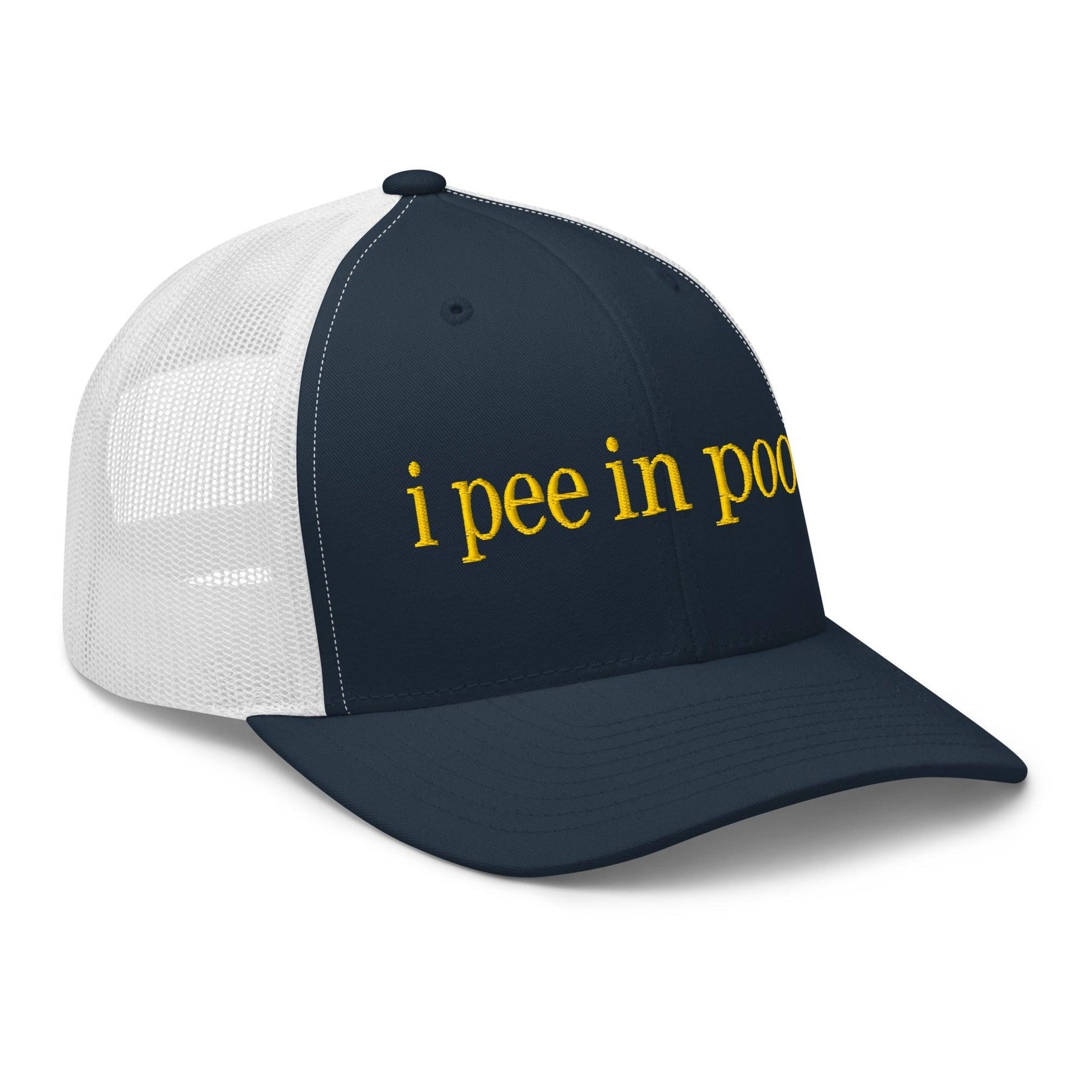 I Pee in Pools Embroidered Mesh Trucker Hat Capital Crowns Funny Trucker Hats