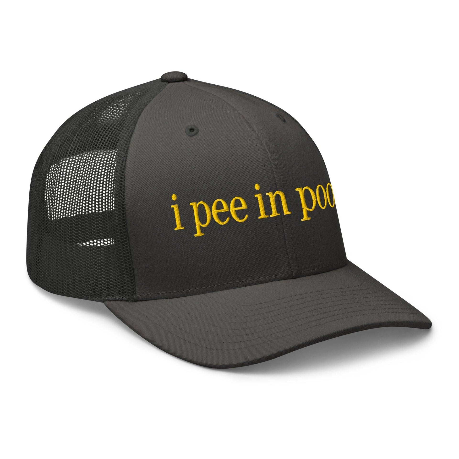 I Pee in Pools Embroidered Mesh Trucker Hat Capital Crowns Funny Trucker Hats