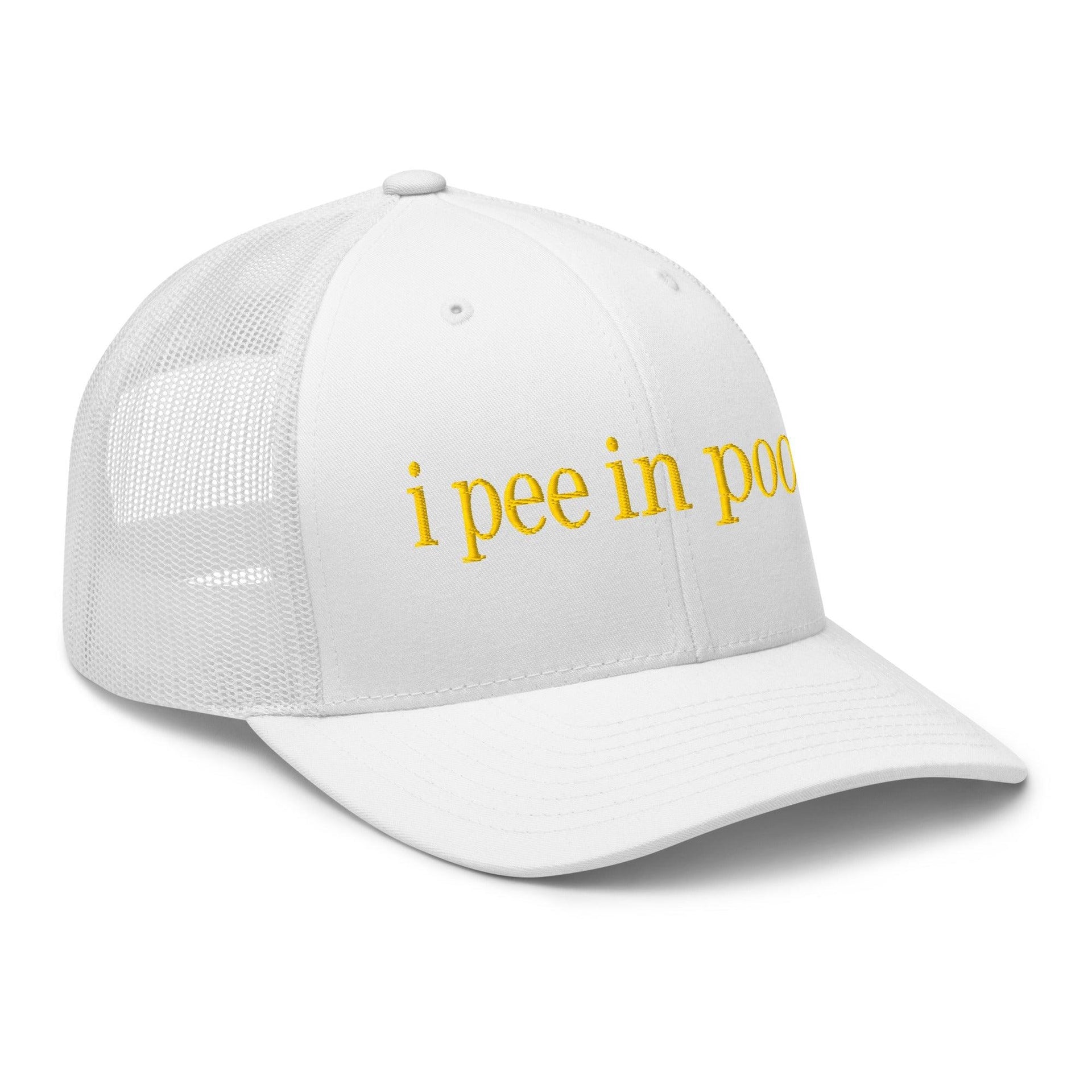 I Pee in Pools Embroidered Mesh Trucker Hat Capital Crowns Funny Trucker Hats