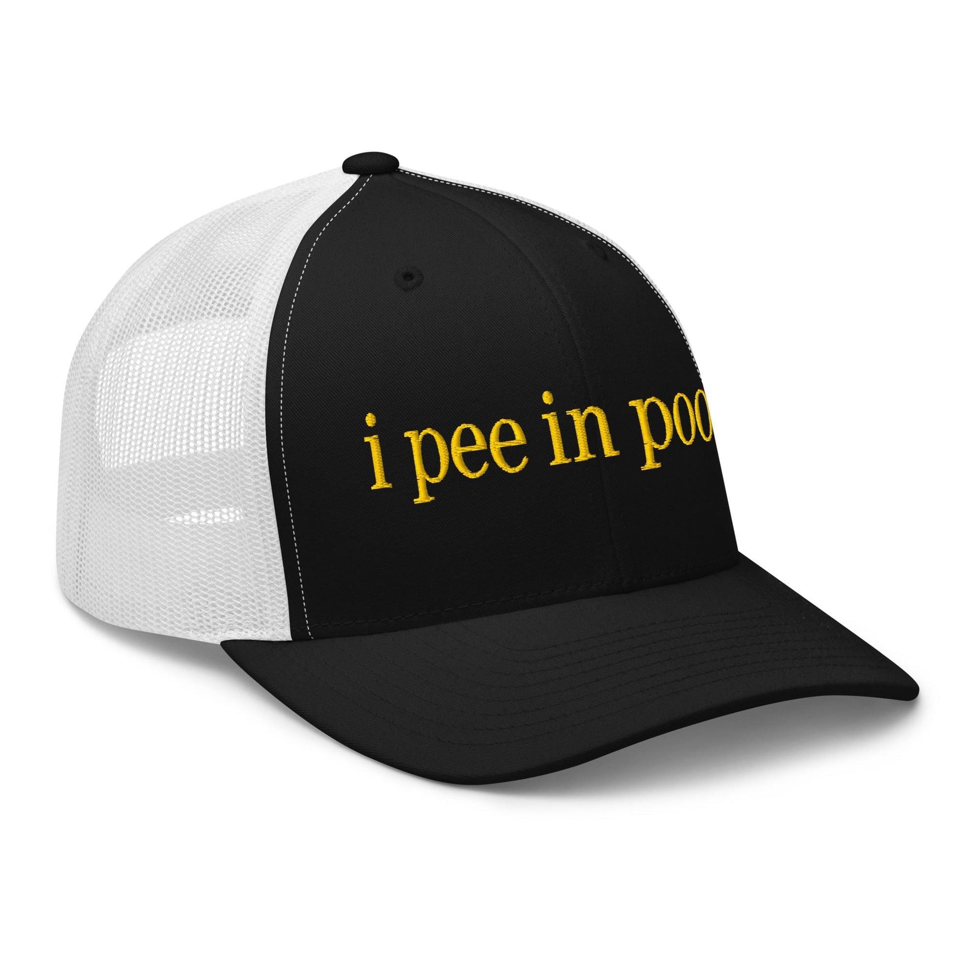 I Pee in Pools Embroidered Mesh Trucker Hat Capital Crowns Funny Trucker Hats