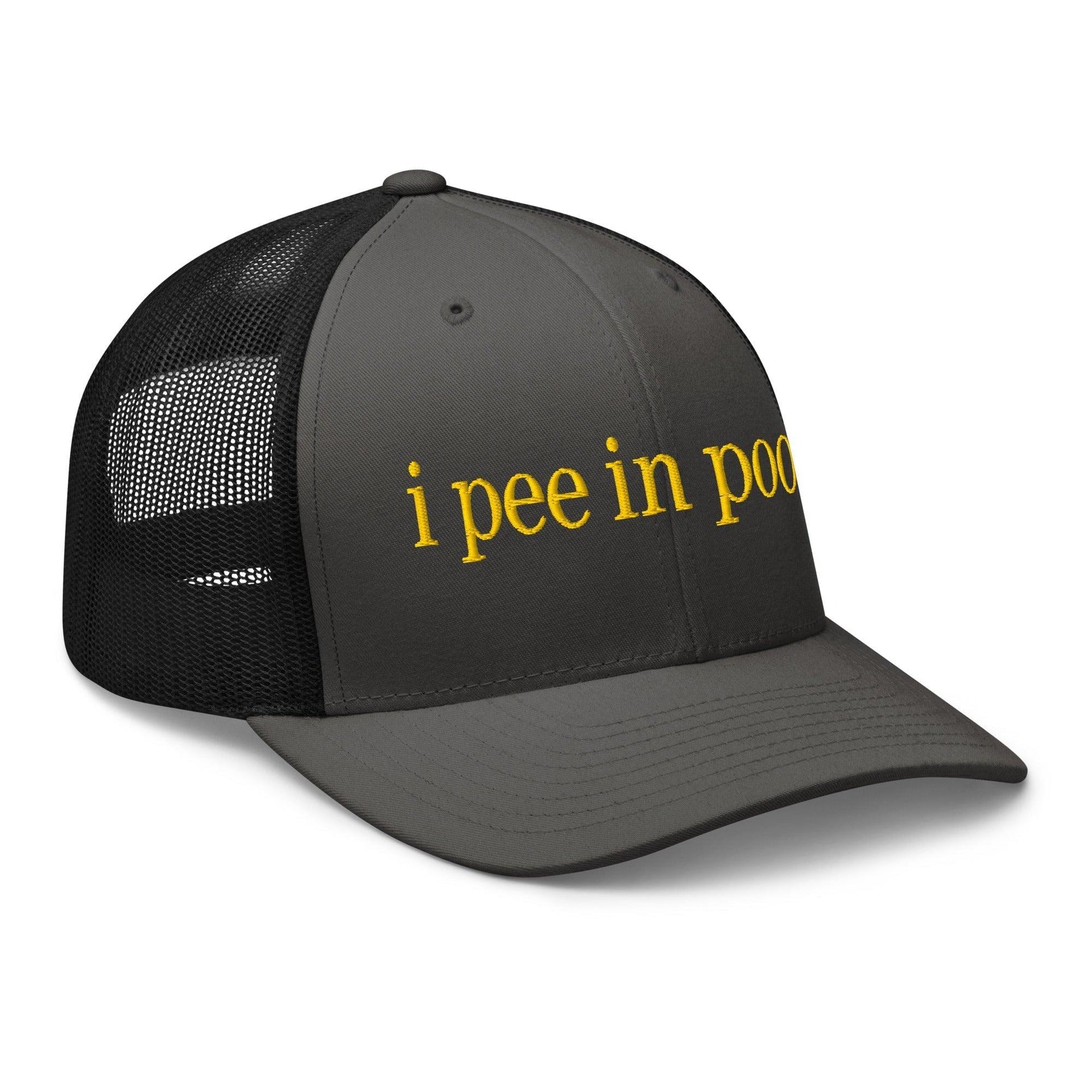 I Pee in Pools Embroidered Mesh Trucker Hat Capital Crowns Funny Trucker Hats