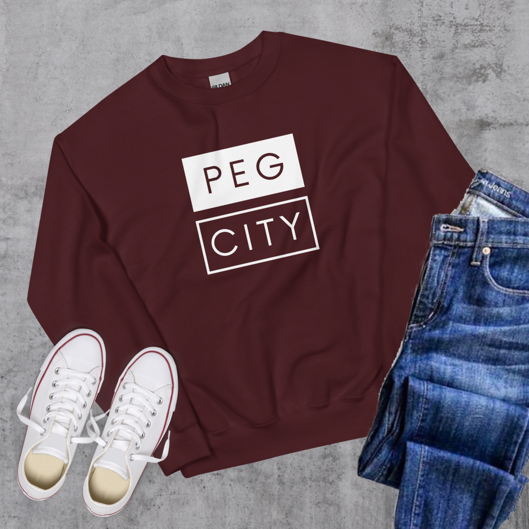 Peg City Sweatshirt Maroon Canadian City Apparel winnipeg
