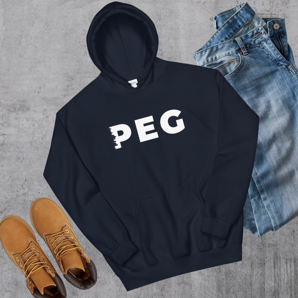 The Peg Hoodie Navy Canadian City Apparel winnipeg