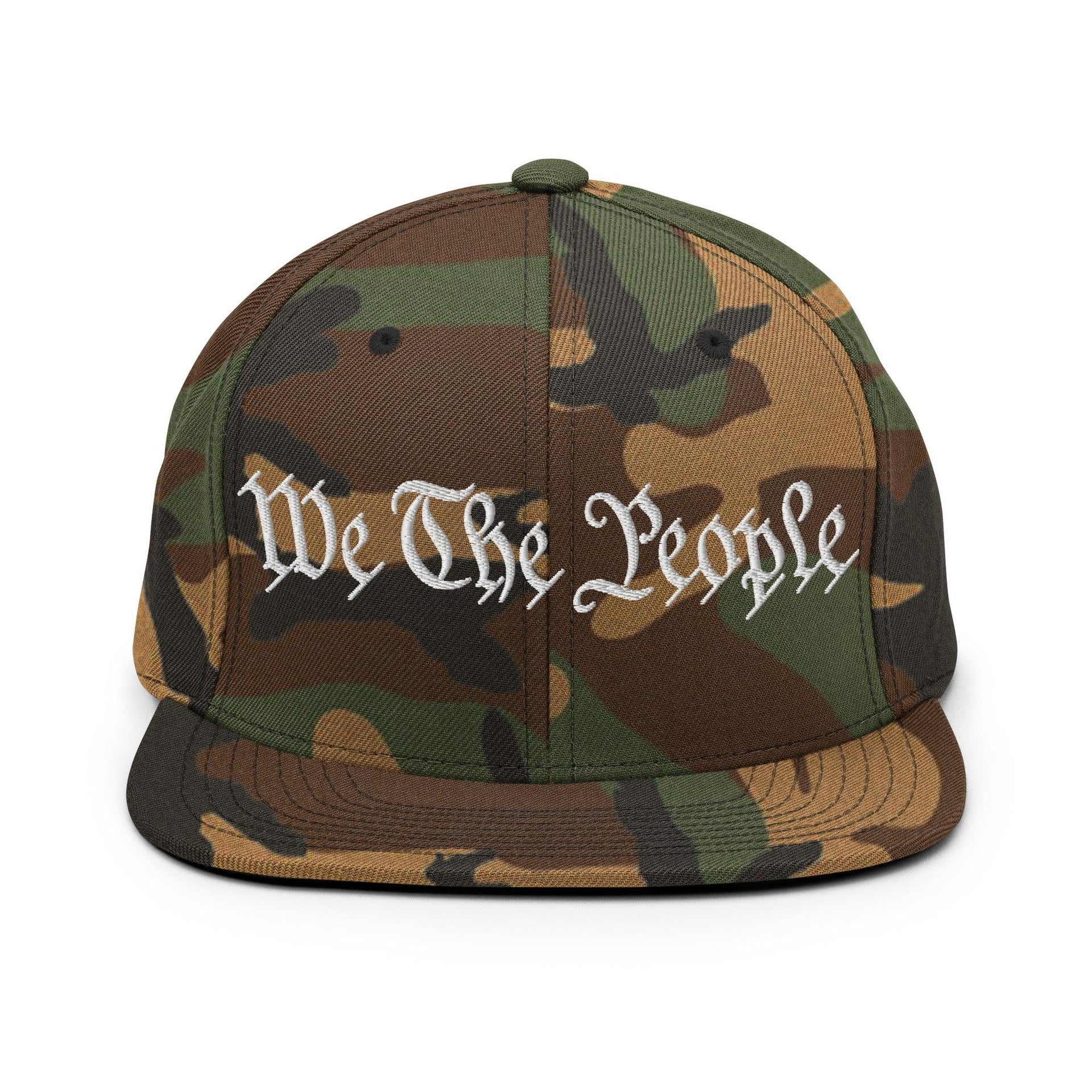 We The People Embroidered Flat Bill Brim Snapback Hat Green Camo Capital Crowns Conservative Snapback Hats