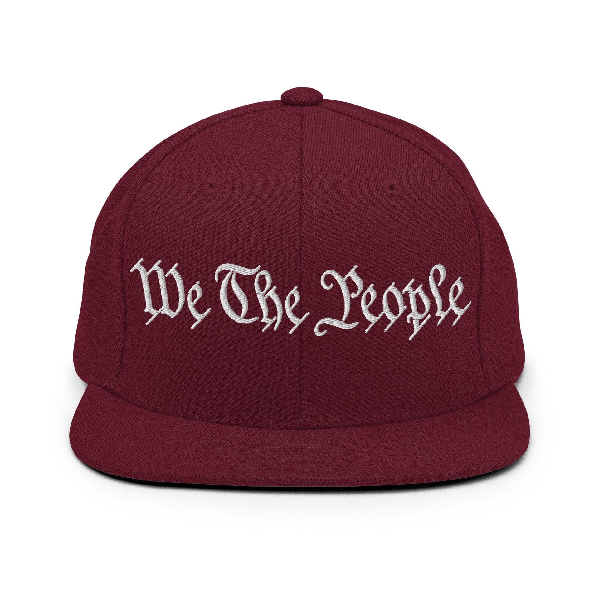 We The People Embroidered Flat Bill Brim Snapback Hat Maroon Capital Crowns Conservative Snapback Hats