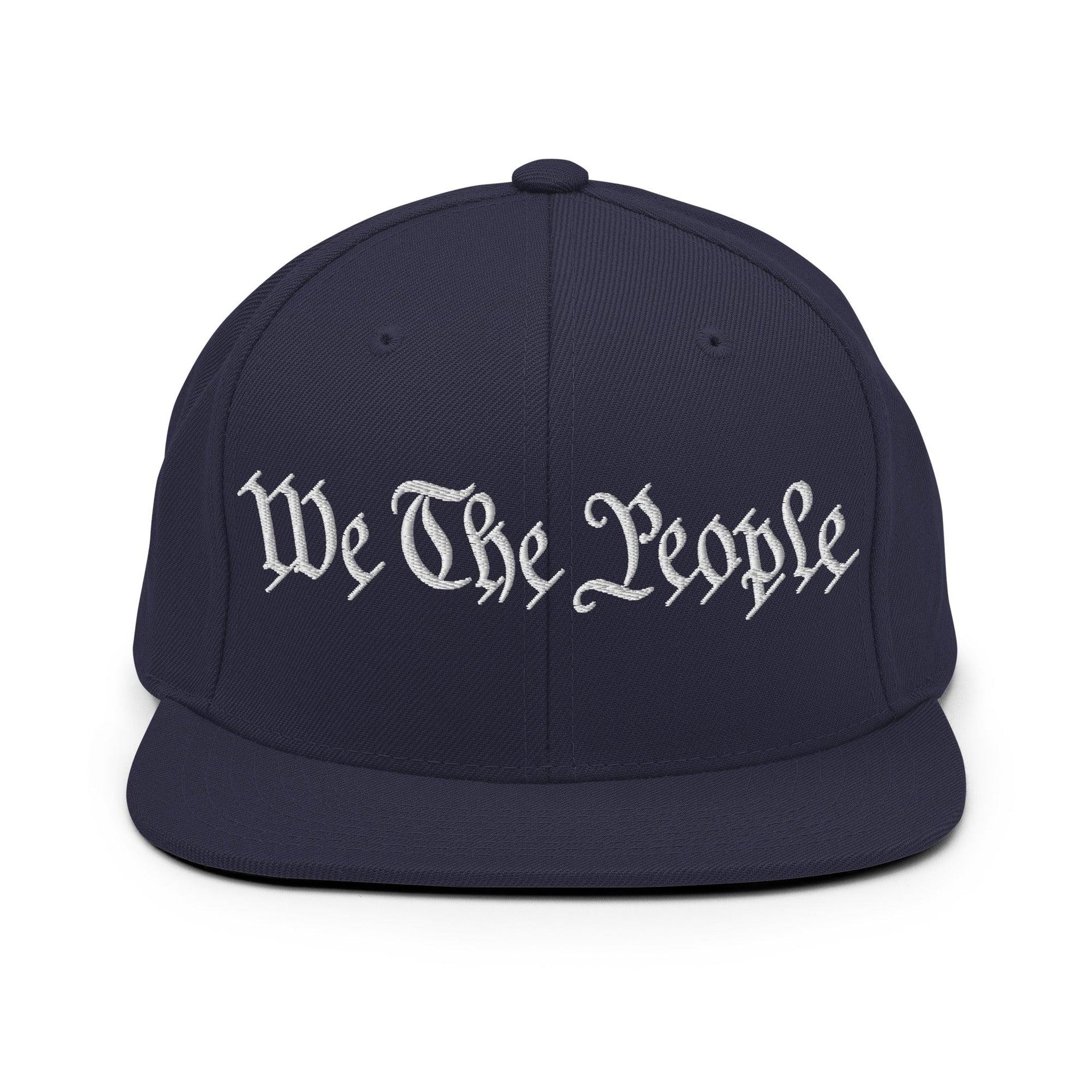 We The People Embroidered Flat Bill Brim Snapback Hat Navy Capital Crowns Conservative Snapback Hats