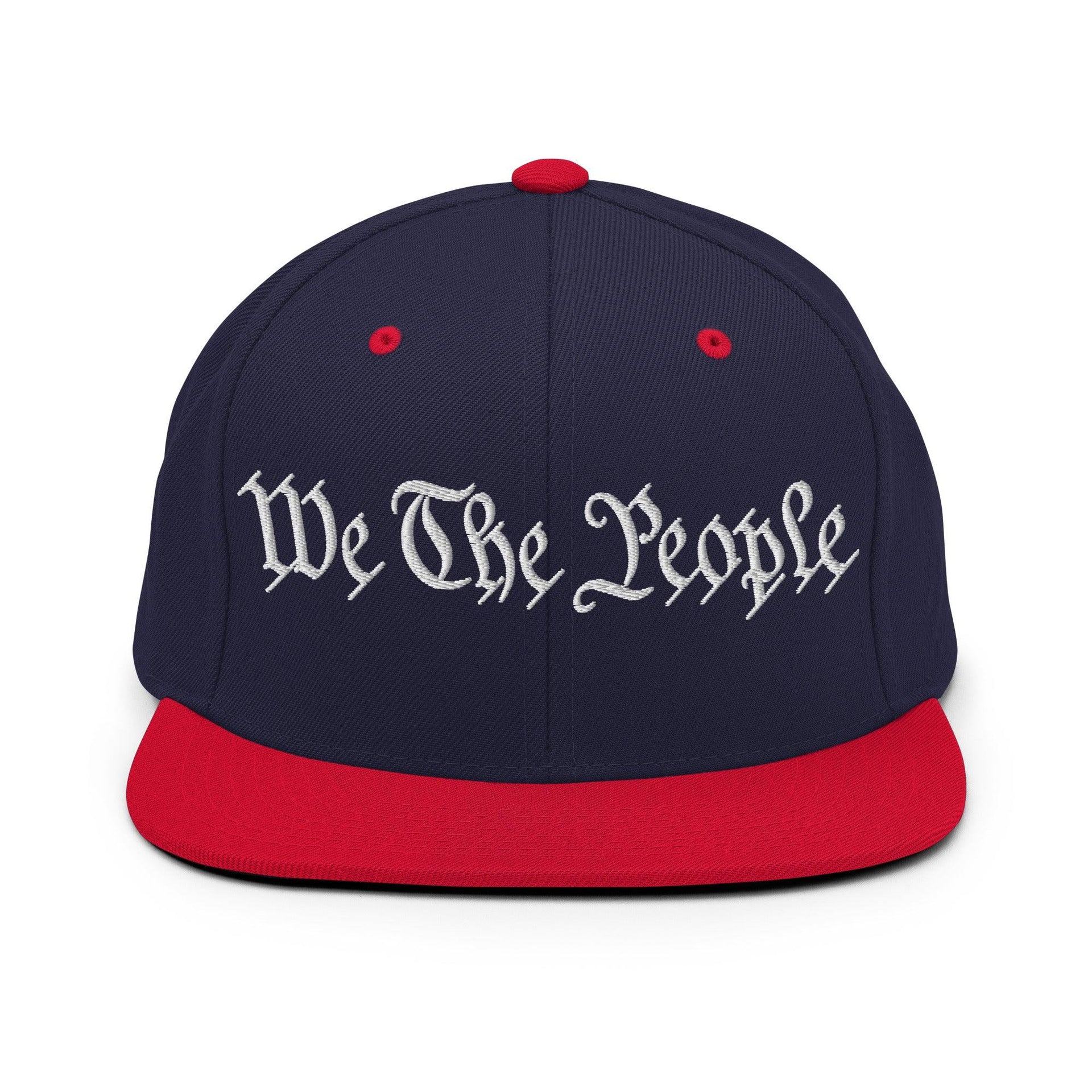 We The People Embroidered Flat Bill Brim Snapback Hat Navy Red Capital Crowns Conservative Snapback Hats