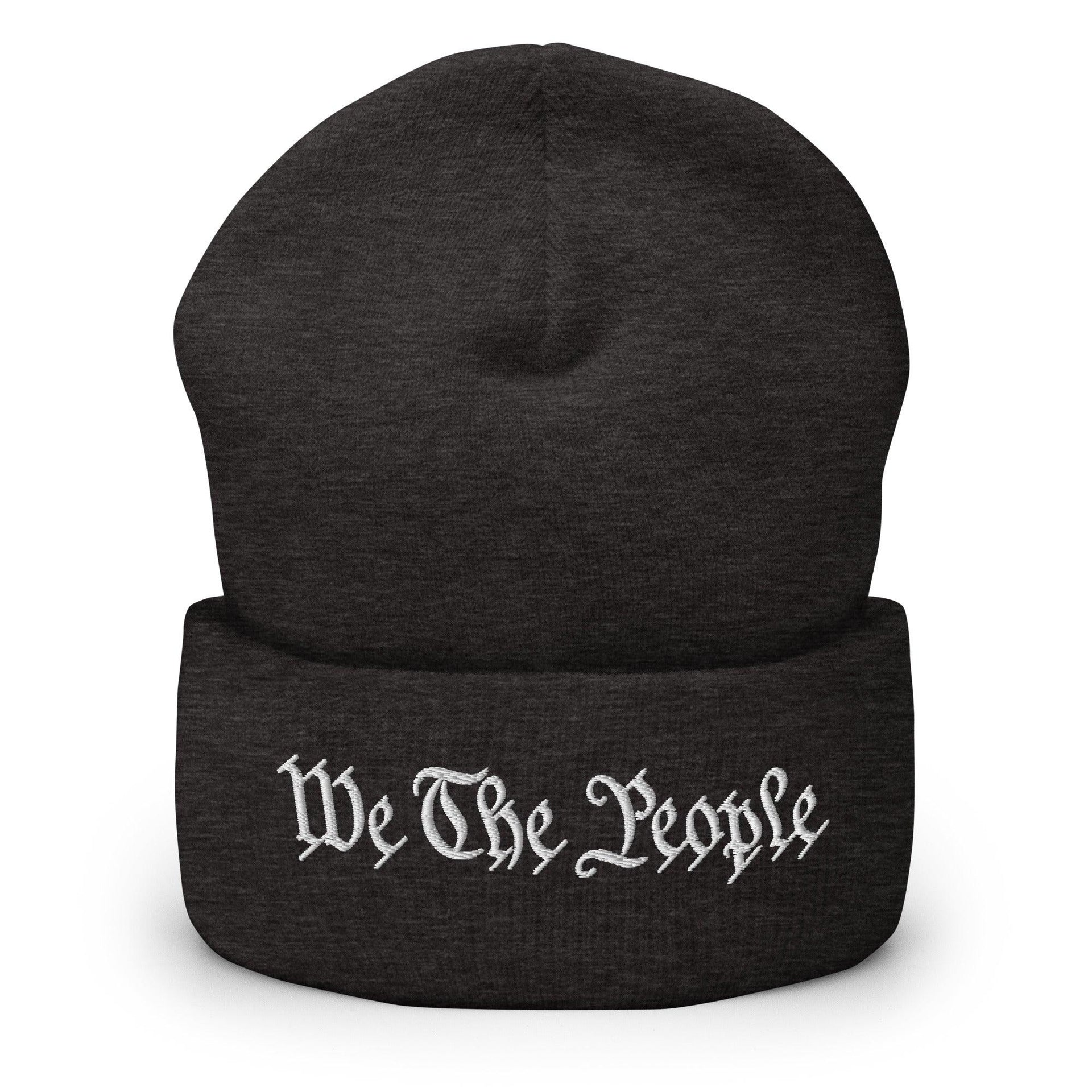 We The People Embroidered Knit Cuffed Beanie Dark Grey Beanies Capital Crowns Conservative