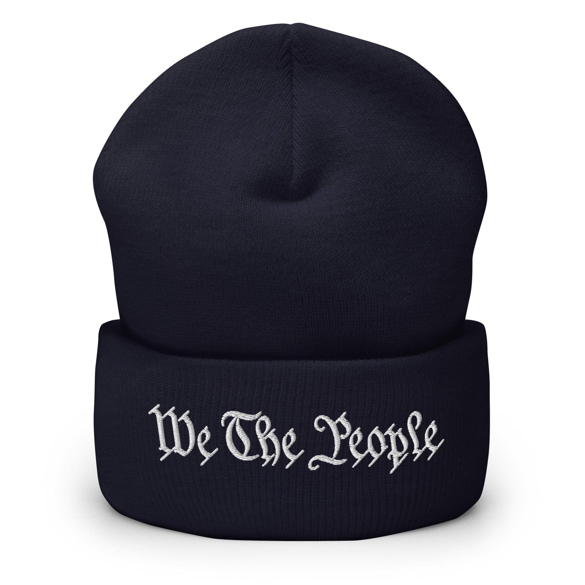 We The People Embroidered Knit Cuffed Beanie Navy Beanies Capital Crowns Conservative