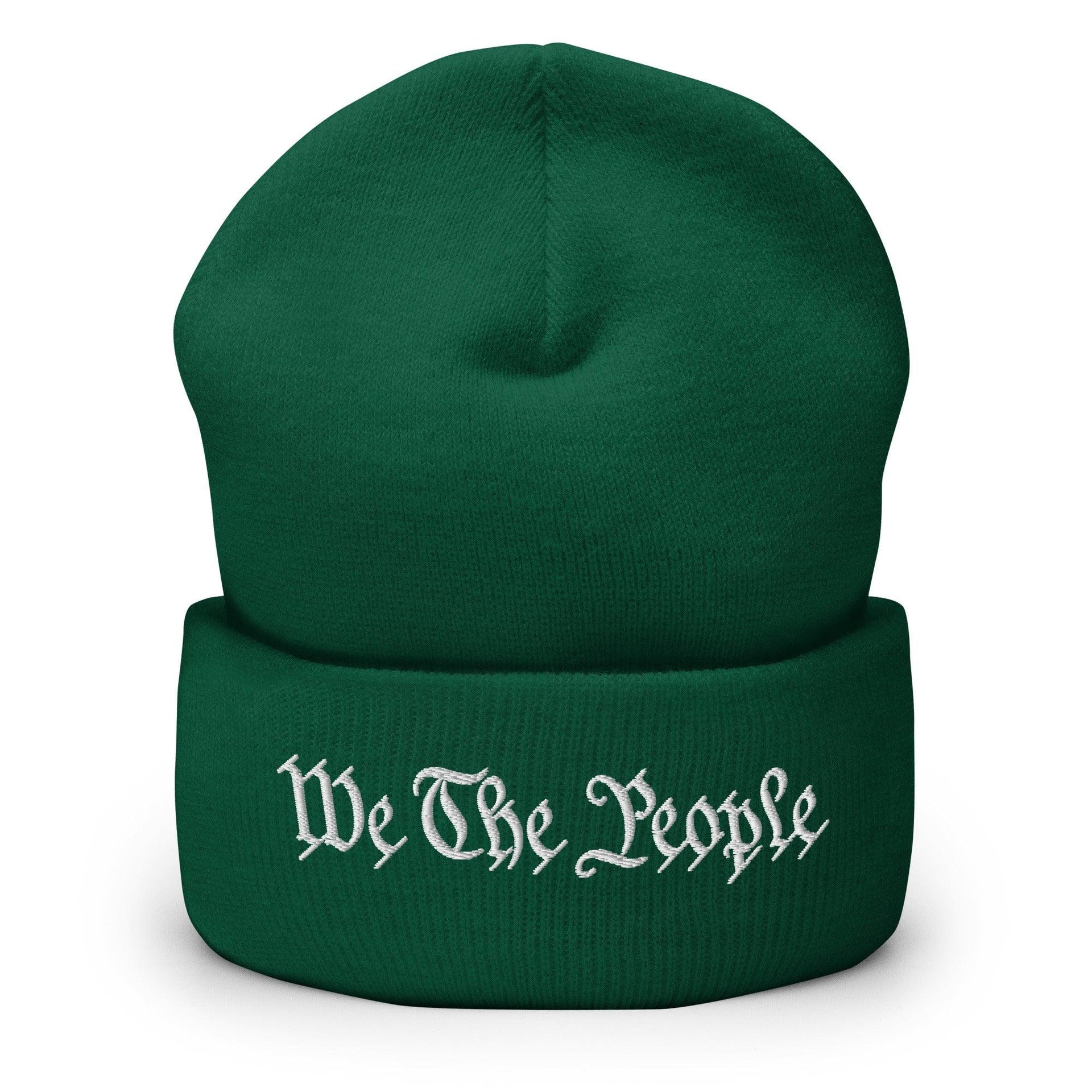 We The People Embroidered Knit Cuffed Beanie Spruce Beanies Capital Crowns Conservative