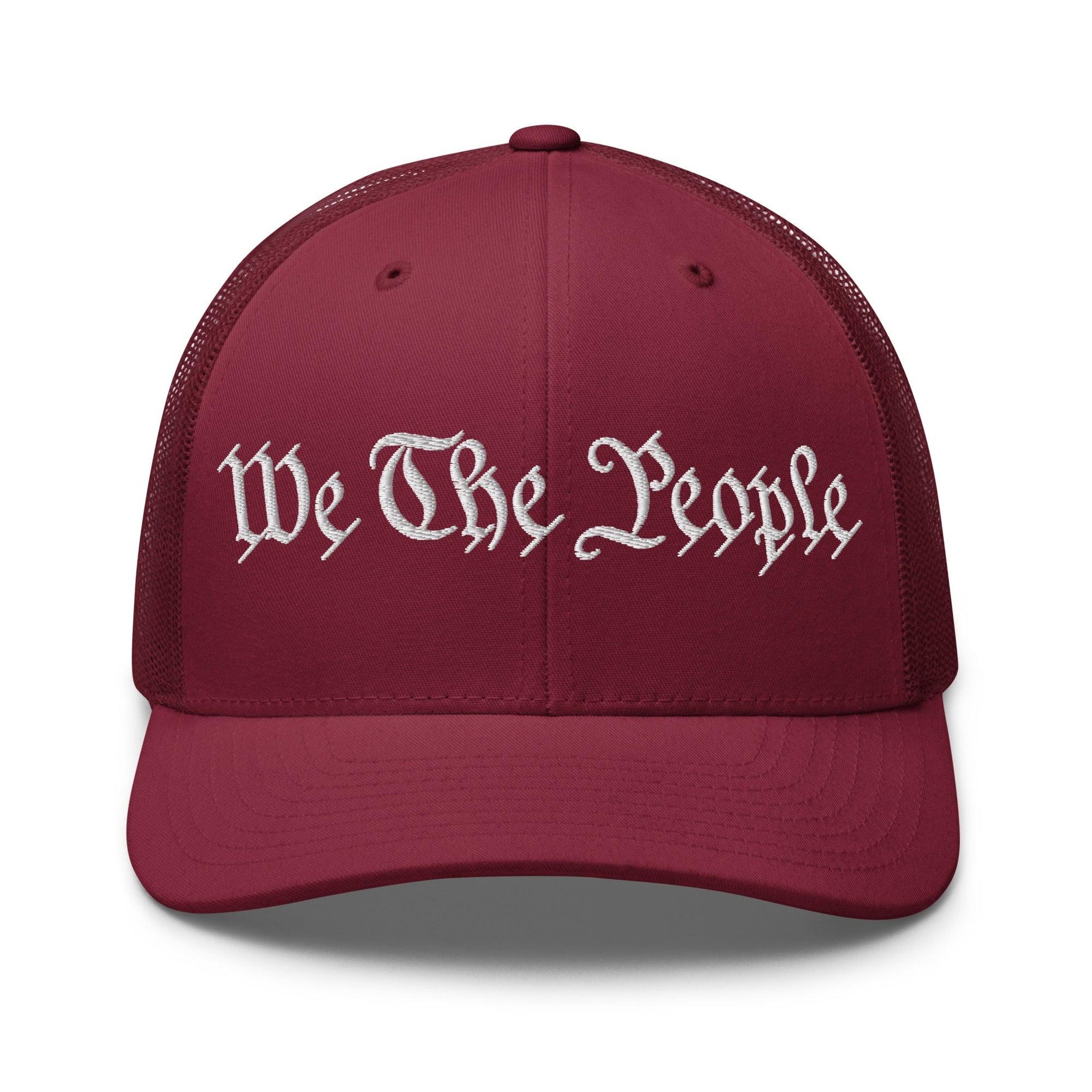 We The People Embroidered Mesh Trucker Hat Cranberry Capital Crowns Conservative Trucker Hats