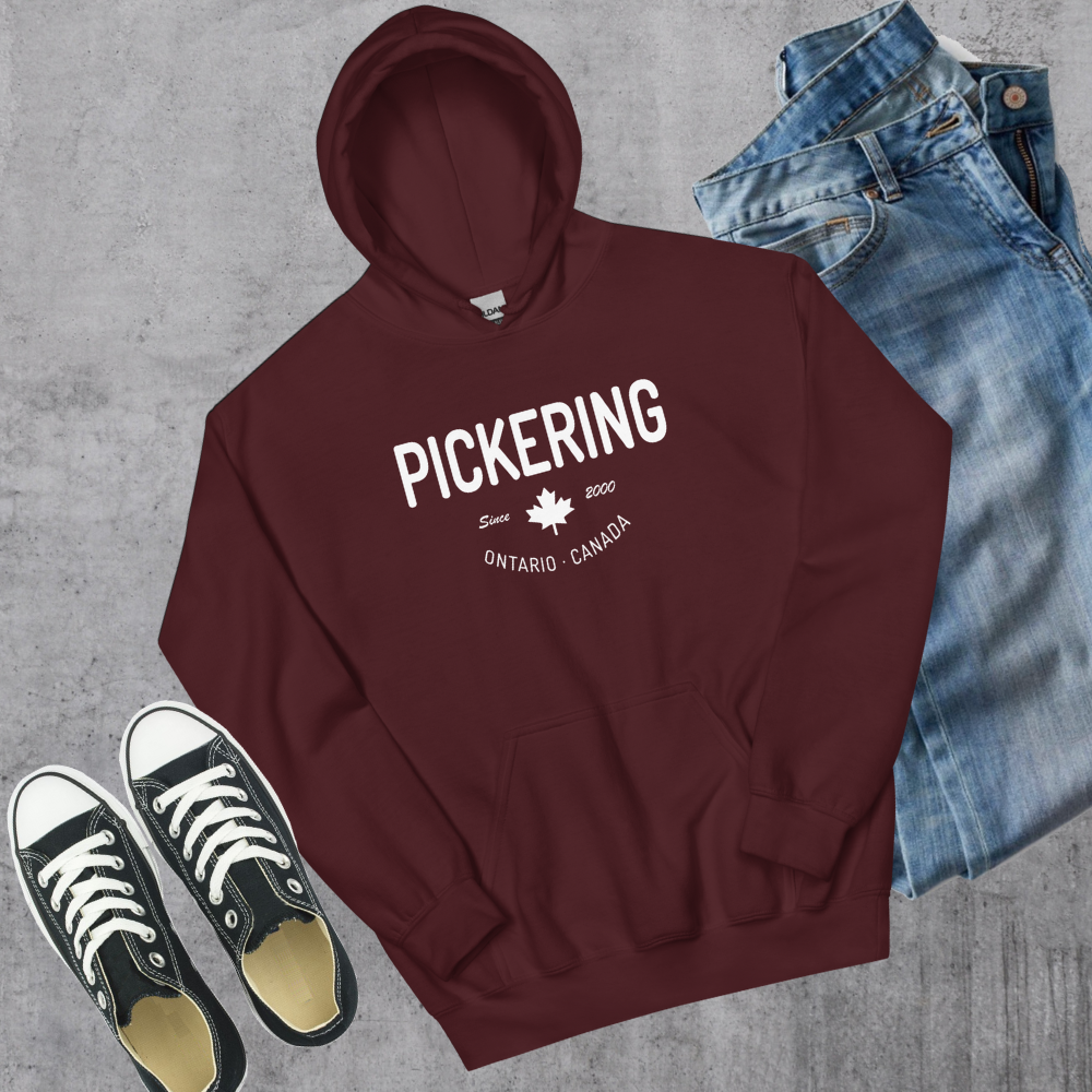 Pickering Since 2000 Hoodie Maroon Canadian City Apparel