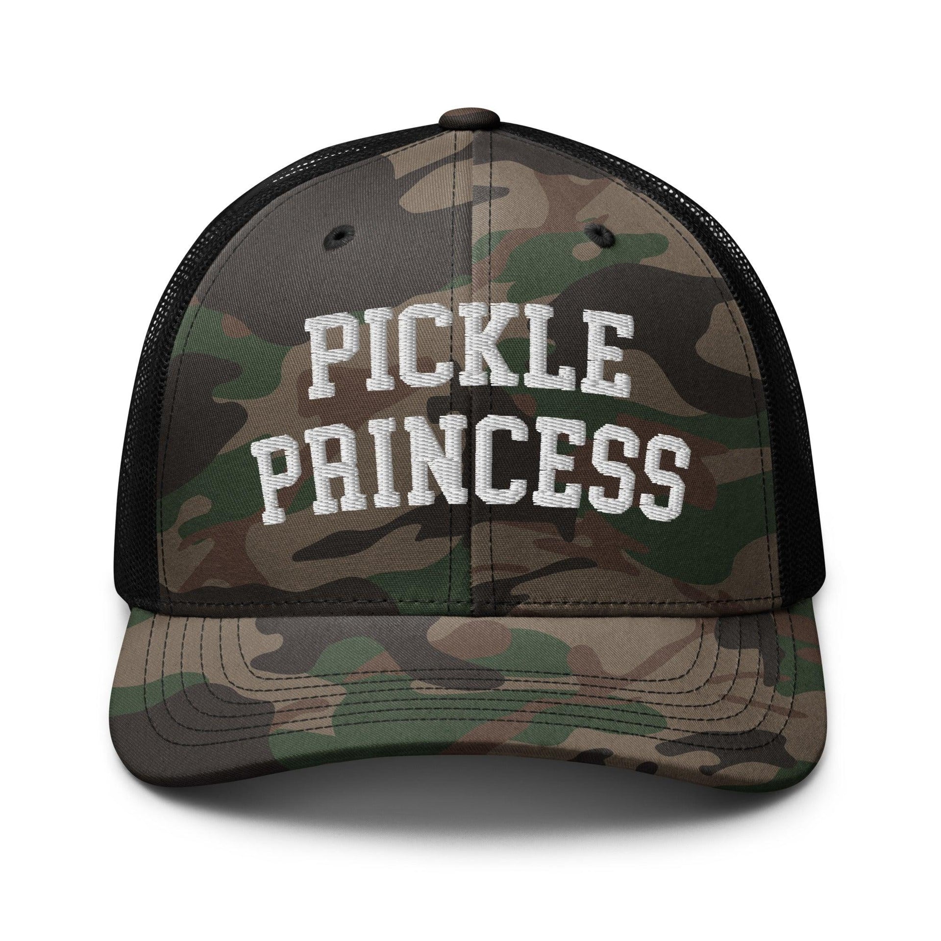 Pickle Princess Camo Trucker Hat Camo Black Capital Crowns Funny Trucker Hats