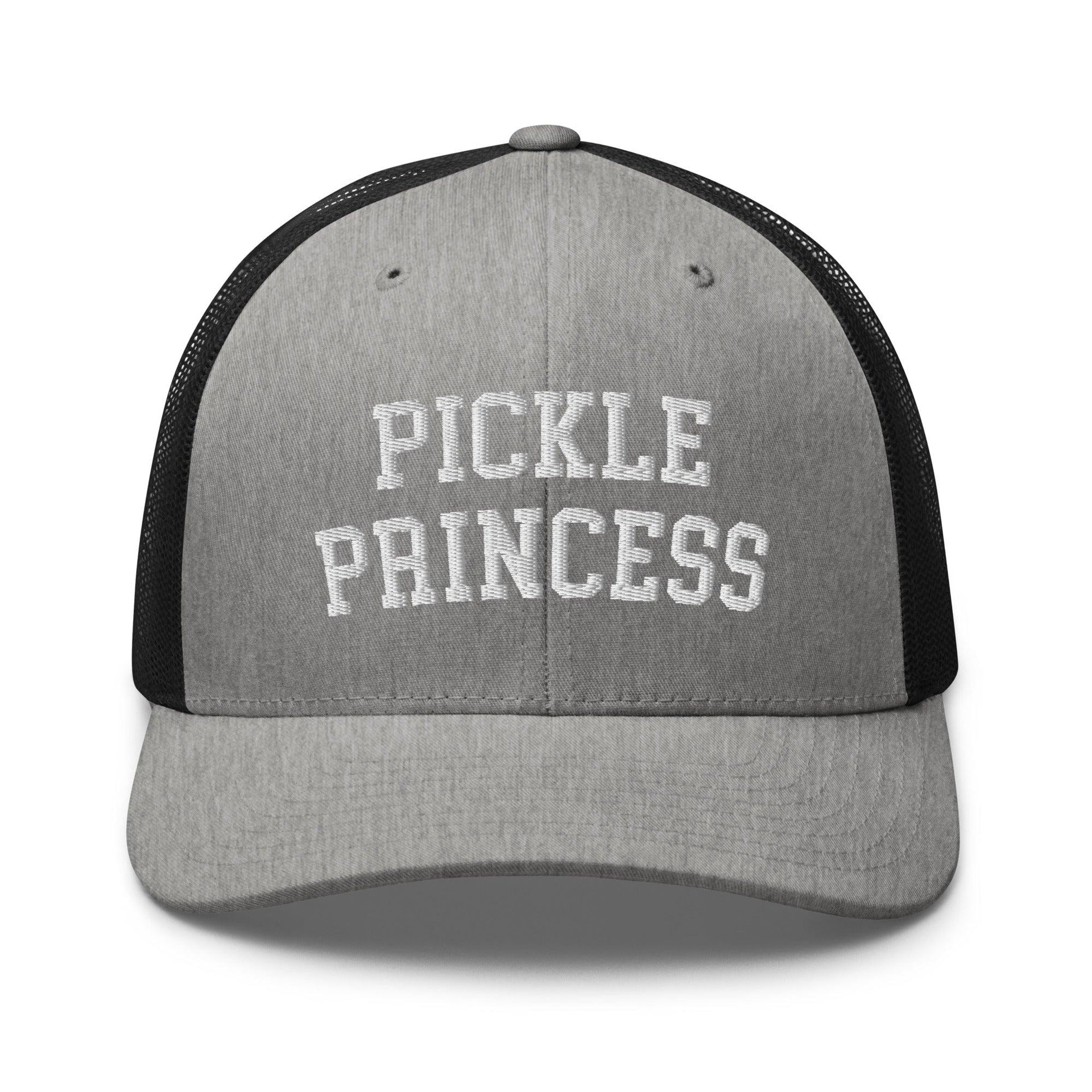 Pickle Princess Retro Trucker Hat Heather Black Capital Crowns Funny Trucker Hats