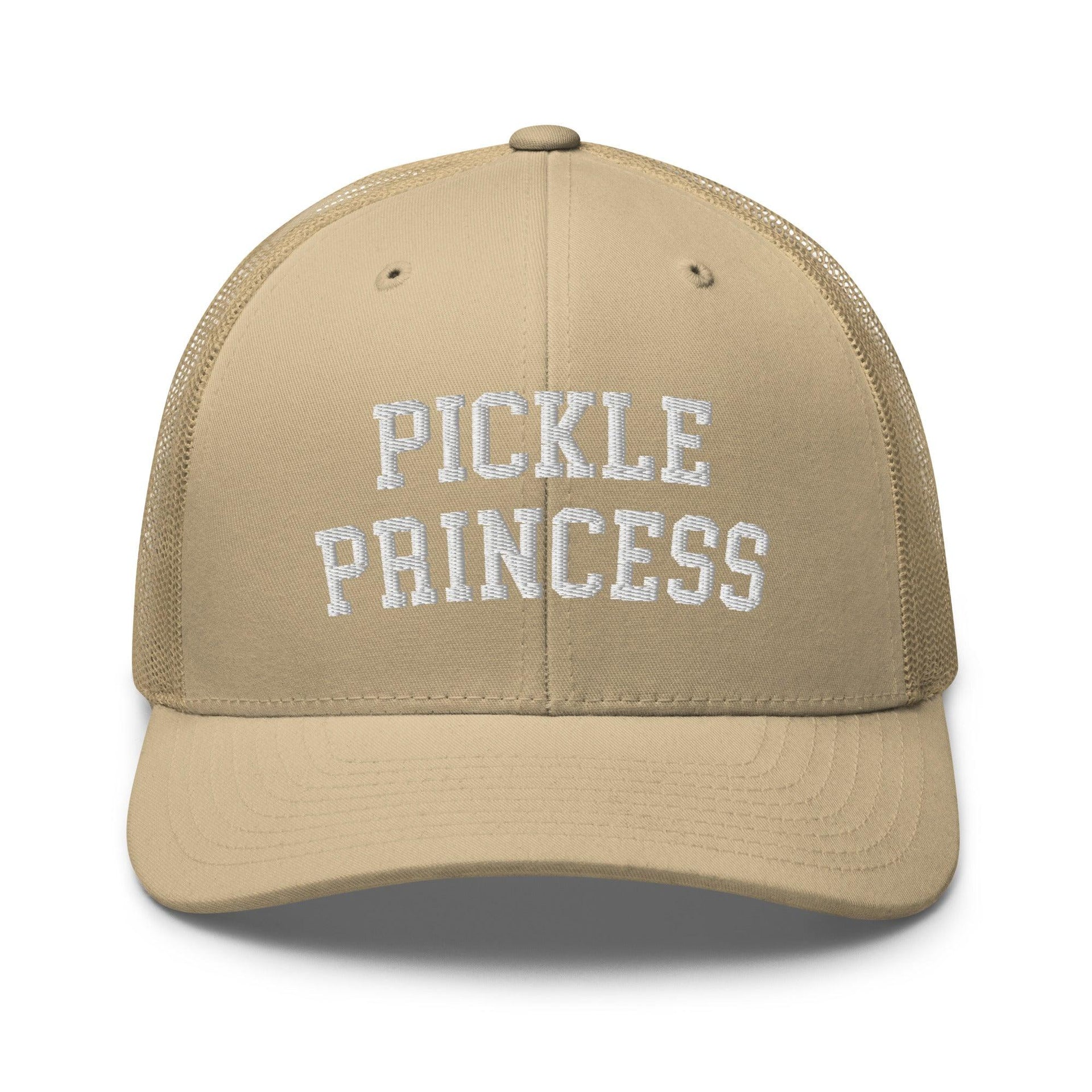 Pickle Princess Retro Trucker Hat Khaki Capital Crowns Funny Trucker Hats