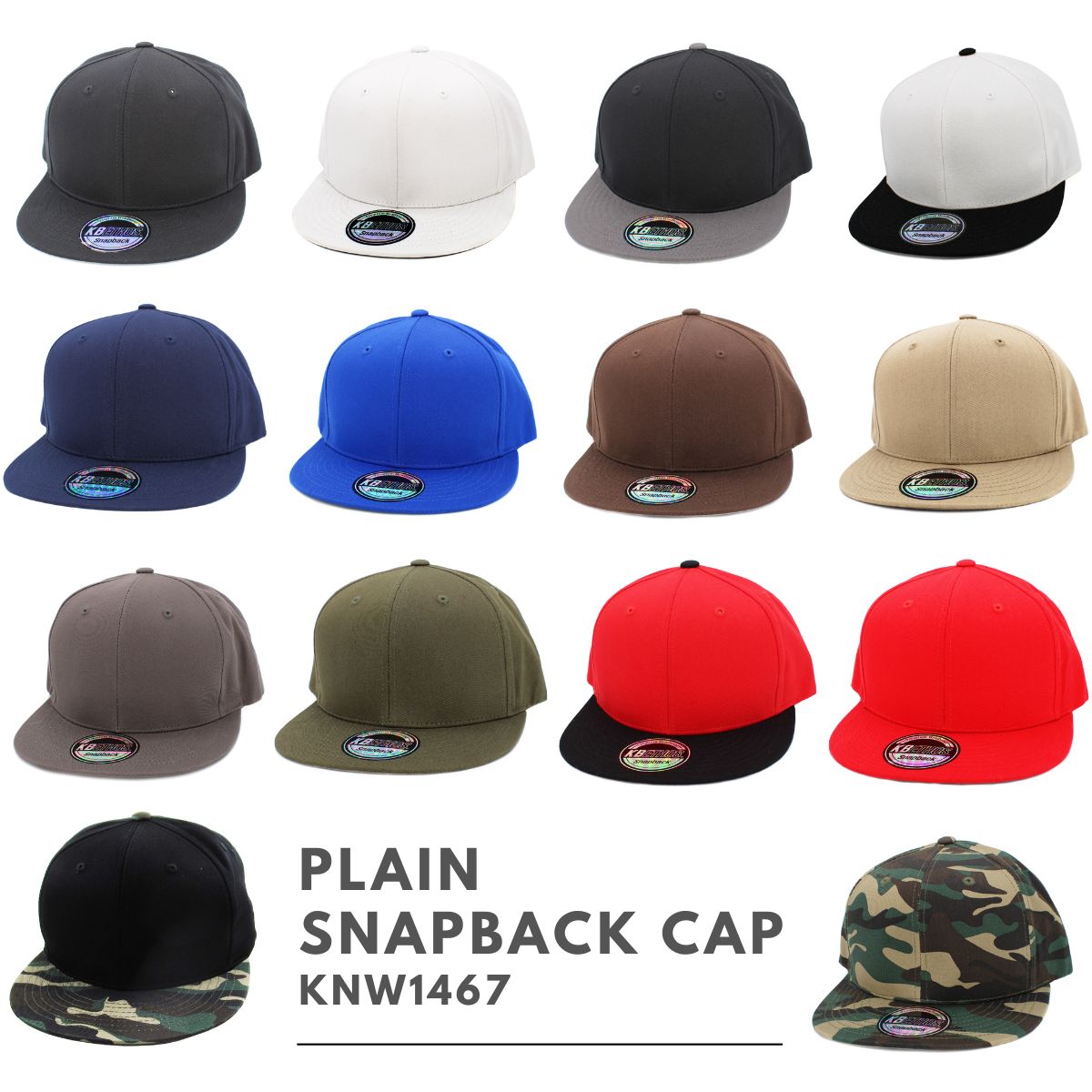 Plain Snapback cap (KNW1467) - Multi-Coloured, Adjustable Plain Snapback