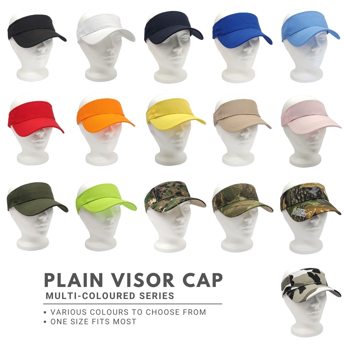 Plain Visor Cap - Various Colours, Adjustable Plain Cap