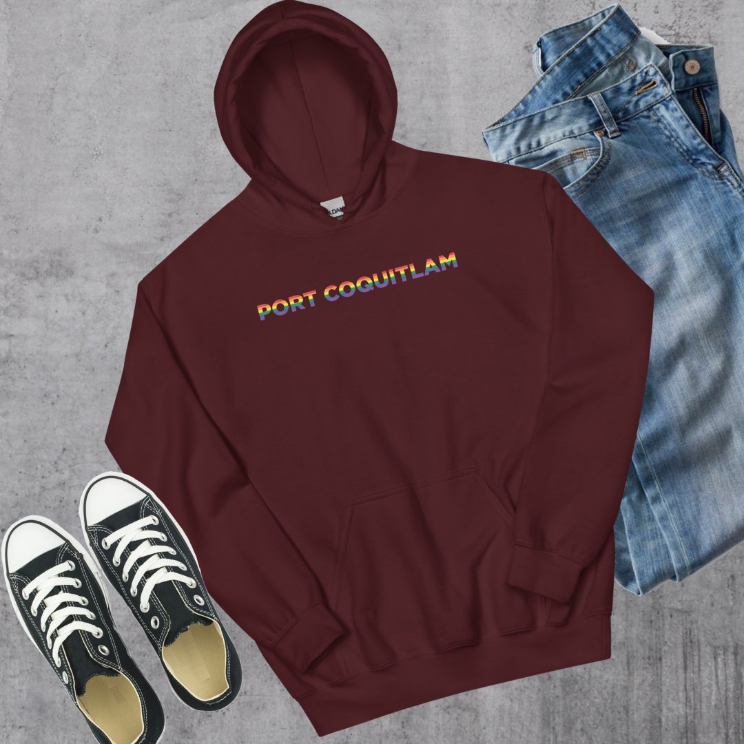 Port Coquitlam Pride Hoodie Maroon Canadian City Apparel