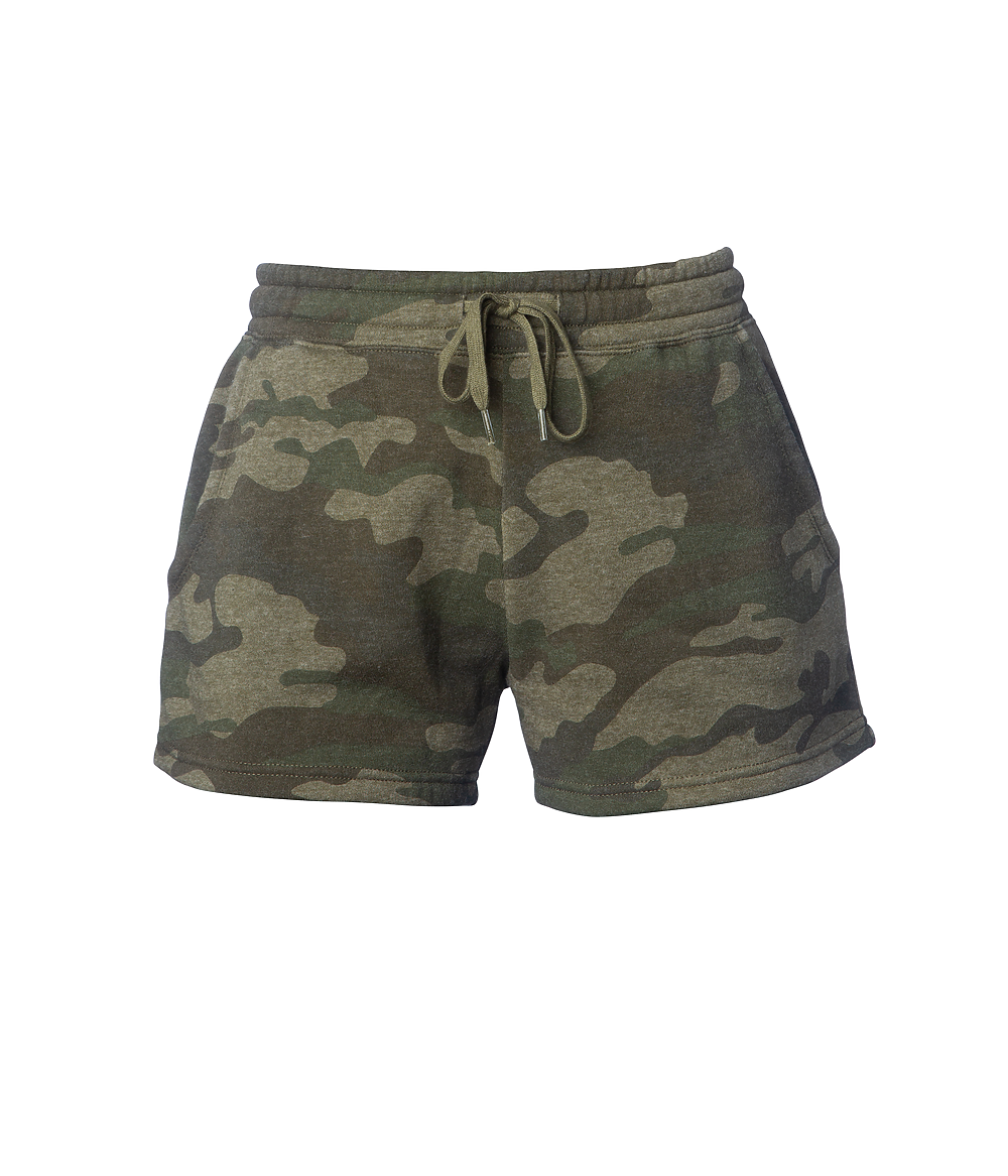 PRM20SRT - Women's California Wave Wash Sweatshort Forest Camo Heather BOTTOMS CALI WAVE WASH COTTON / POLYESTER INDEPENDENT PREMIUM SHORT SPECIAL BLEND WOMAN WOMEN