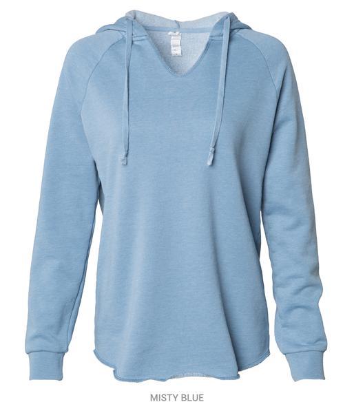 PRM2500 - Women's California Wave Wash Hooded Pullover Misty Blue BASIC FLEECE CALI WAVE WASH COTTON / POLYESTER hoodie INDEPENDENT PREMIUM PRM25 PRM2500 PULLOVERS REGULAR WOMEN