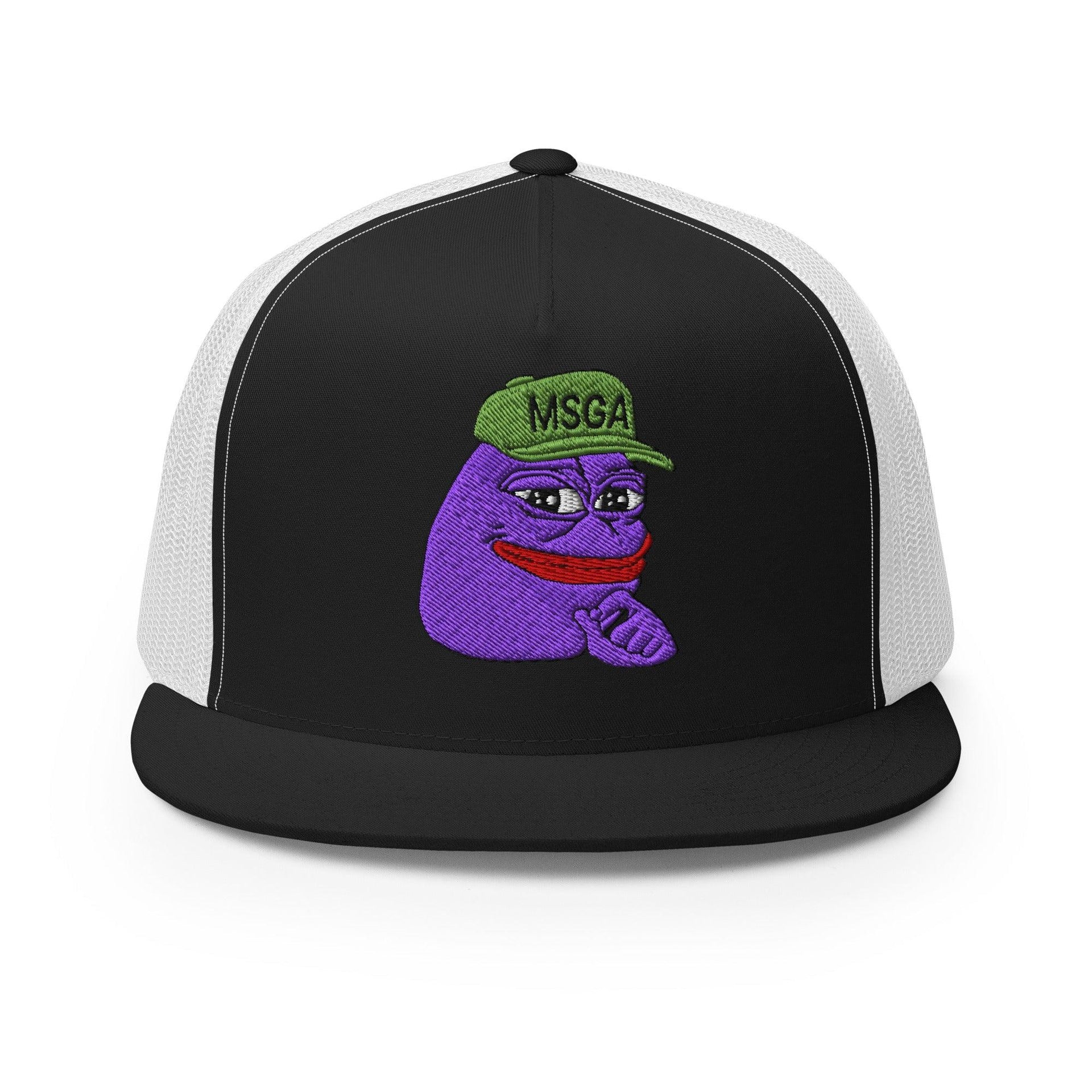 $PURPE Purple Pepe Embroidered Flat Bill Brim Mesh Trucker Hat Black White Crypto Funny Snapback Hats Trucker Hats