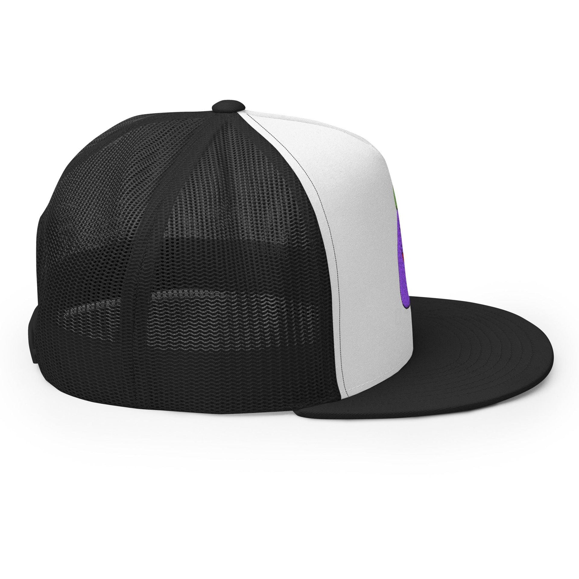 $PURPE Purple Pepe Embroidered Flat Bill Brim Mesh Trucker Hat Crypto Funny Snapback Hats Trucker Hats