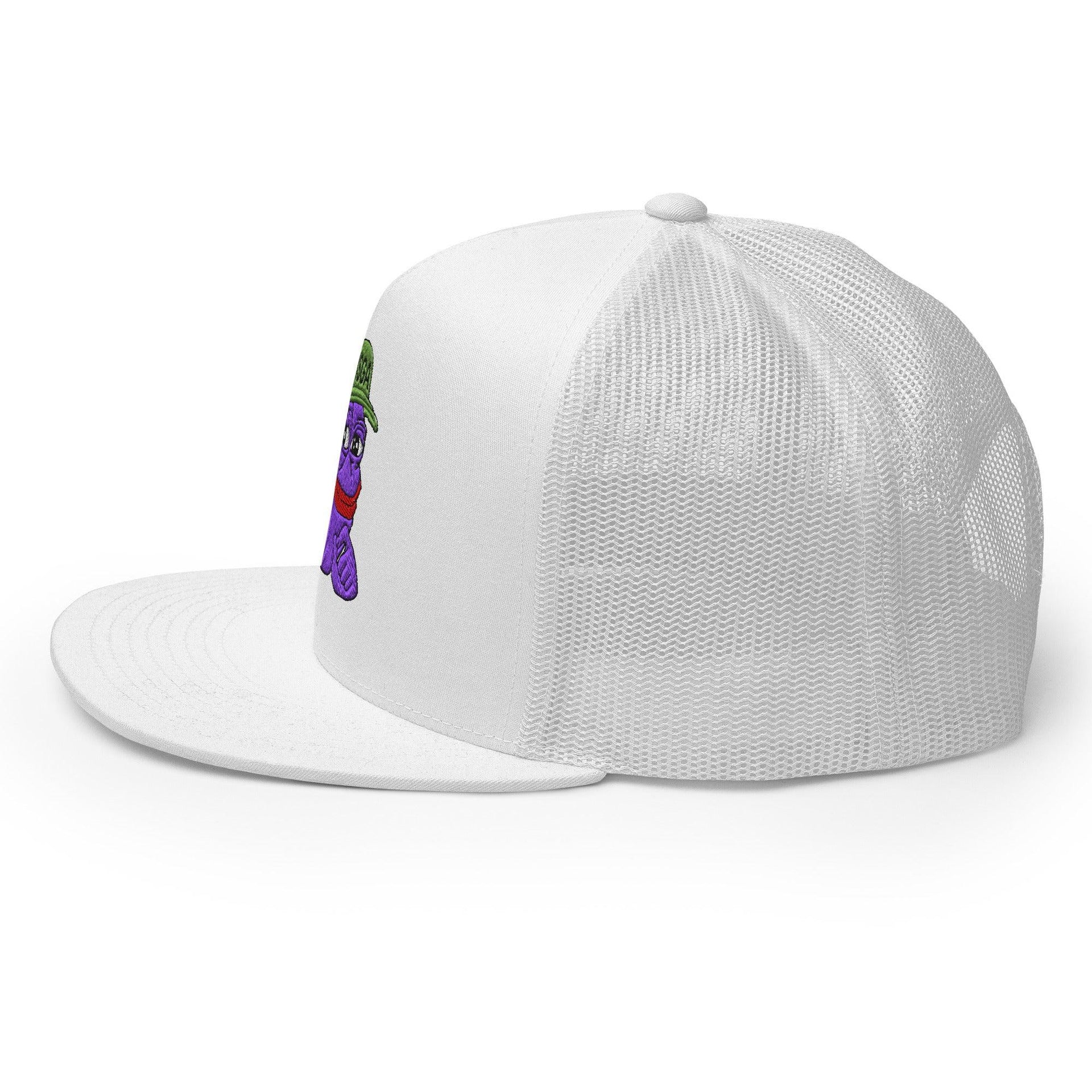 $PURPE Purple Pepe Embroidered Flat Bill Brim Mesh Trucker Hat Crypto Funny Snapback Hats Trucker Hats