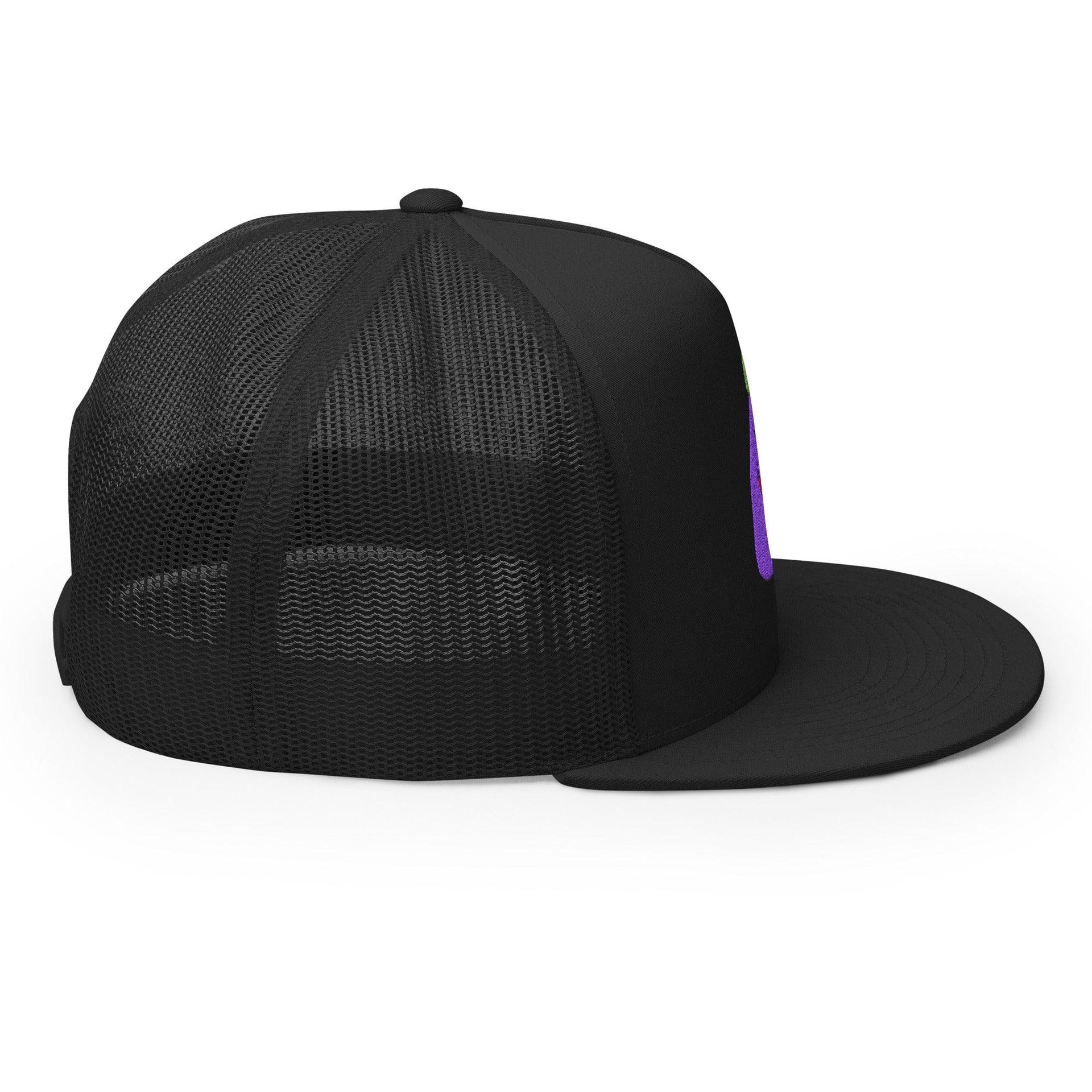 $PURPE Purple Pepe Embroidered Flat Bill Brim Mesh Trucker Hat Crypto Funny Snapback Hats Trucker Hats