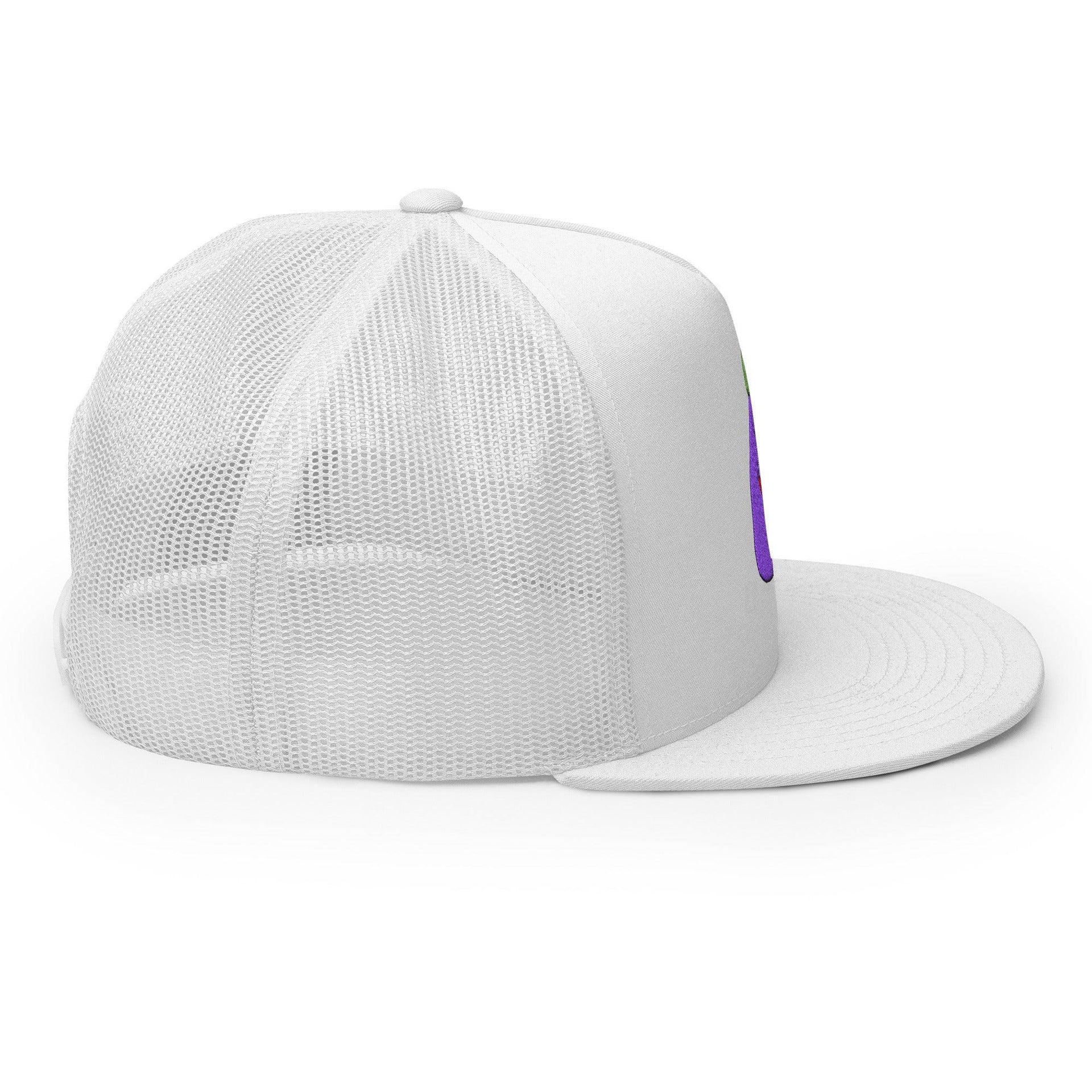 $PURPE Purple Pepe Embroidered Flat Bill Brim Mesh Trucker Hat Crypto Funny Snapback Hats Trucker Hats