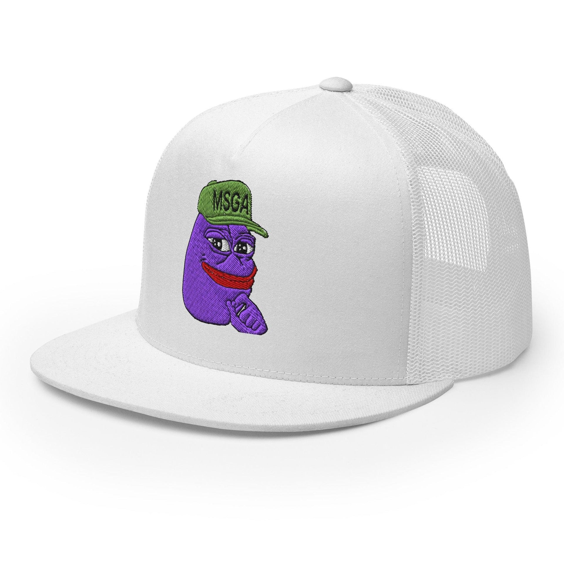 $PURPE Purple Pepe Embroidered Flat Bill Brim Mesh Trucker Hat Crypto Funny Snapback Hats Trucker Hats