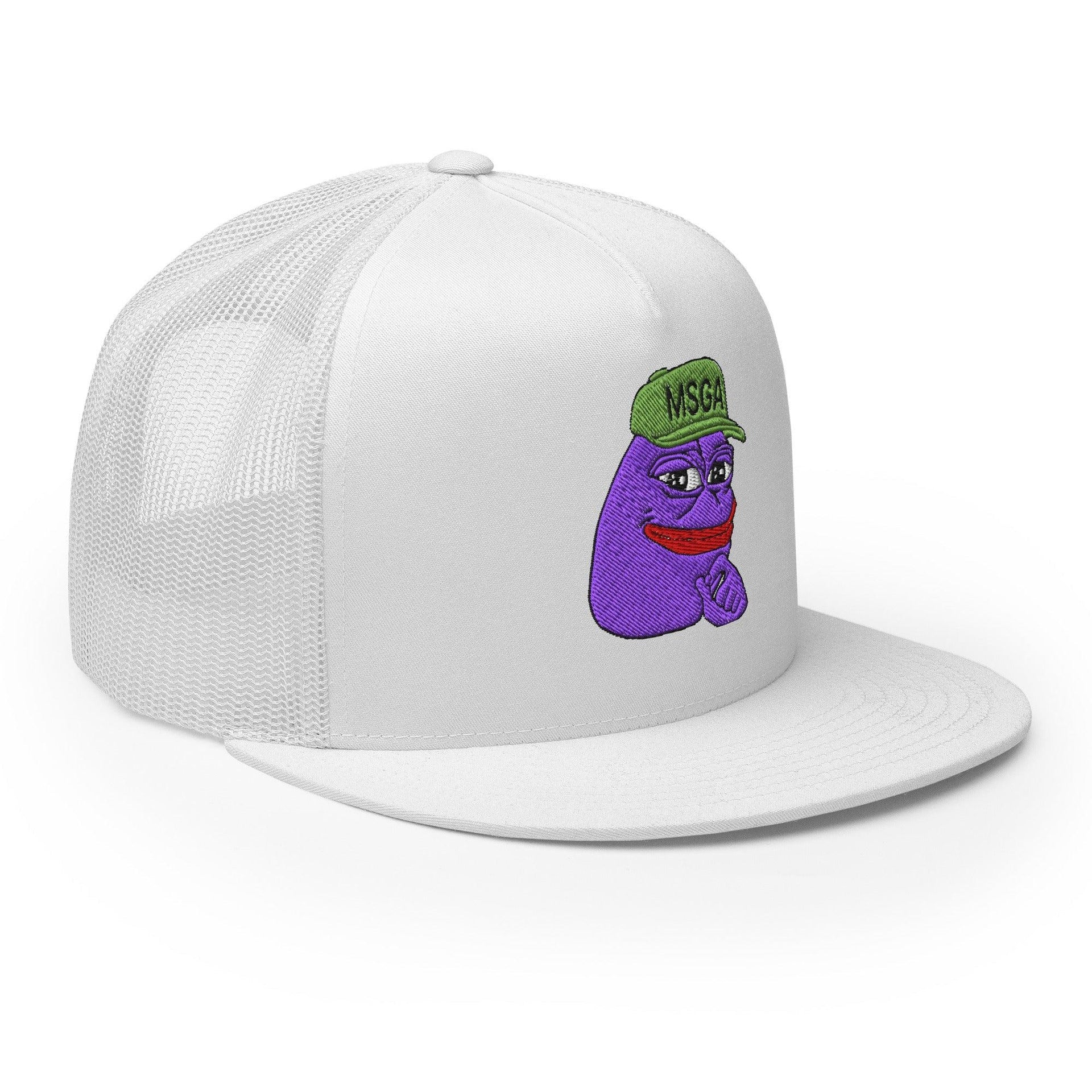 $PURPE Purple Pepe Embroidered Flat Bill Brim Mesh Trucker Hat Crypto Funny Snapback Hats Trucker Hats