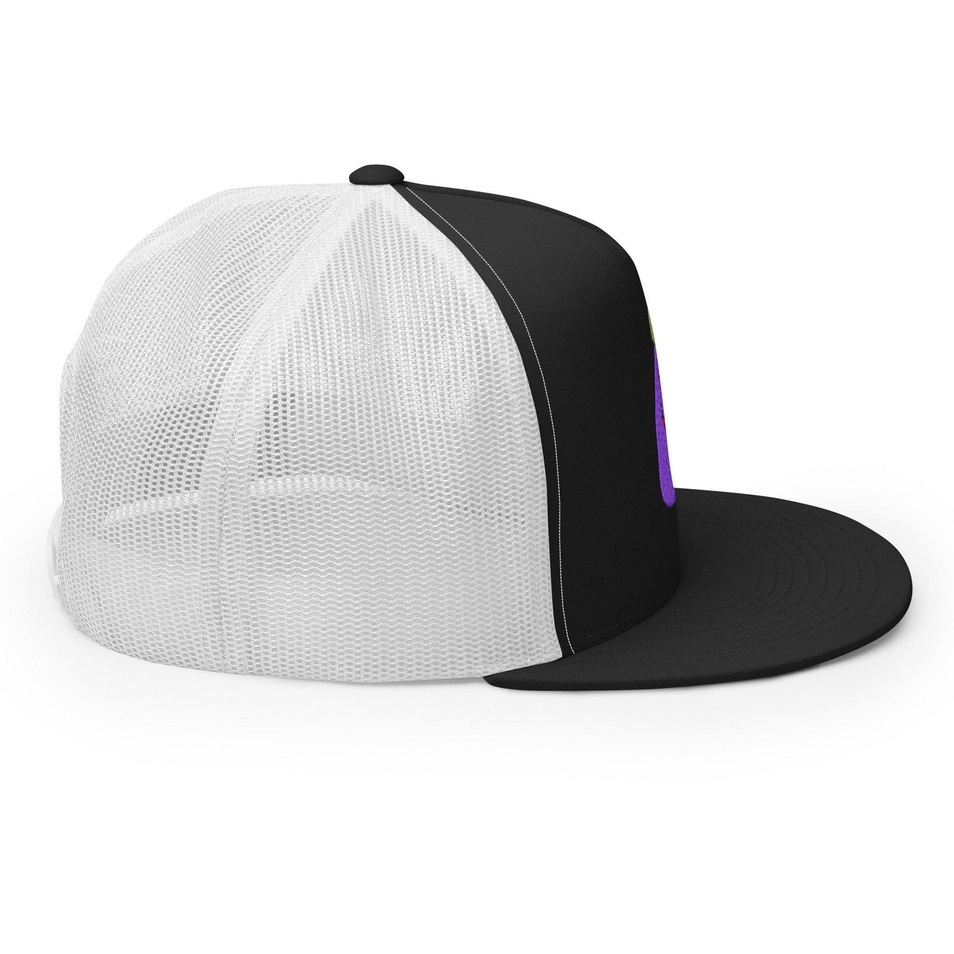 $PURPE Purple Pepe Embroidered Flat Bill Brim Mesh Trucker Hat Crypto Funny Snapback Hats Trucker Hats