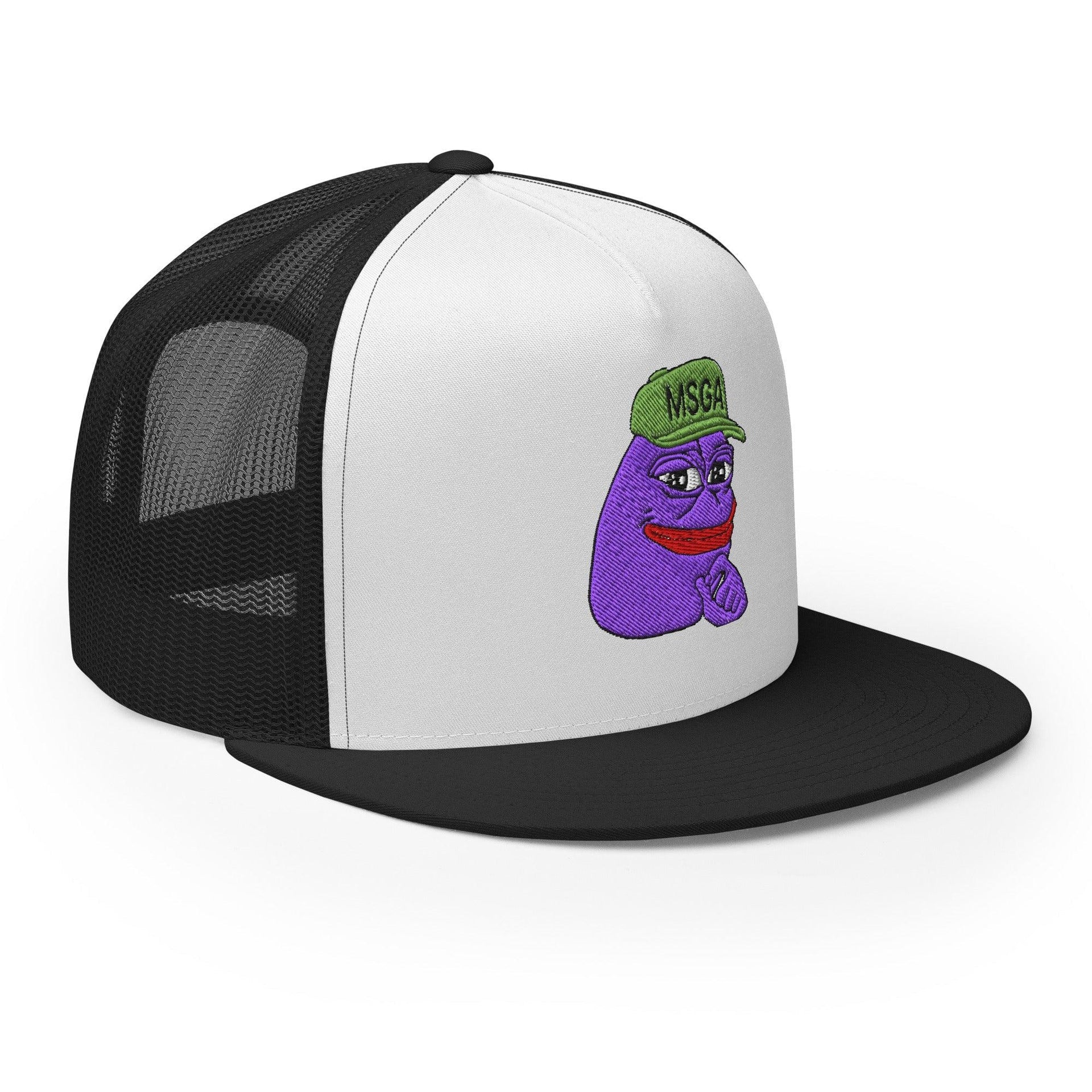 $PURPE Purple Pepe Embroidered Flat Bill Brim Mesh Trucker Hat Crypto Funny Snapback Hats Trucker Hats