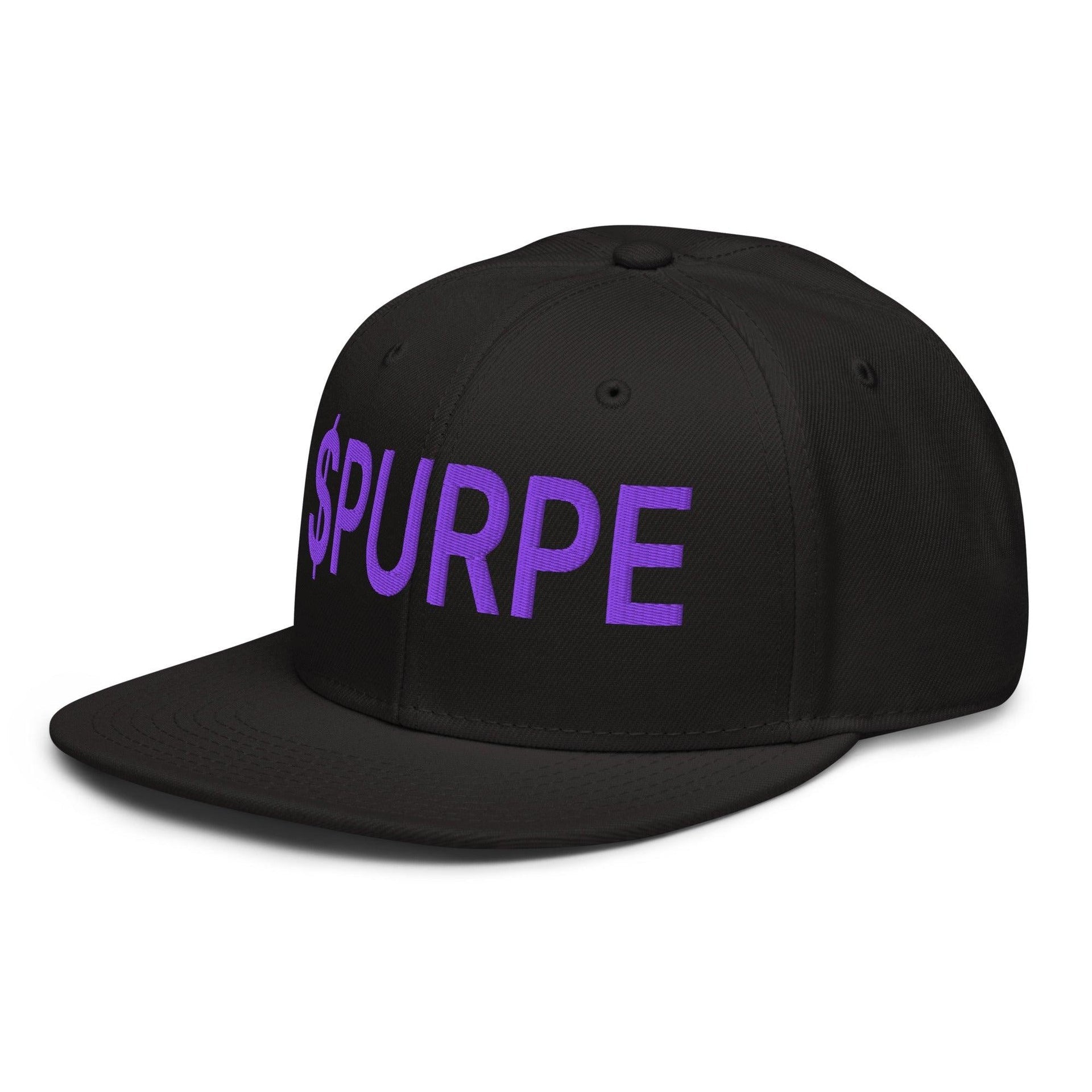 Purple Pepe $PURPE Embroidered Flat Bill Brim Snapback Hat Capital Crowns Crypto Funny Snapback Hats
