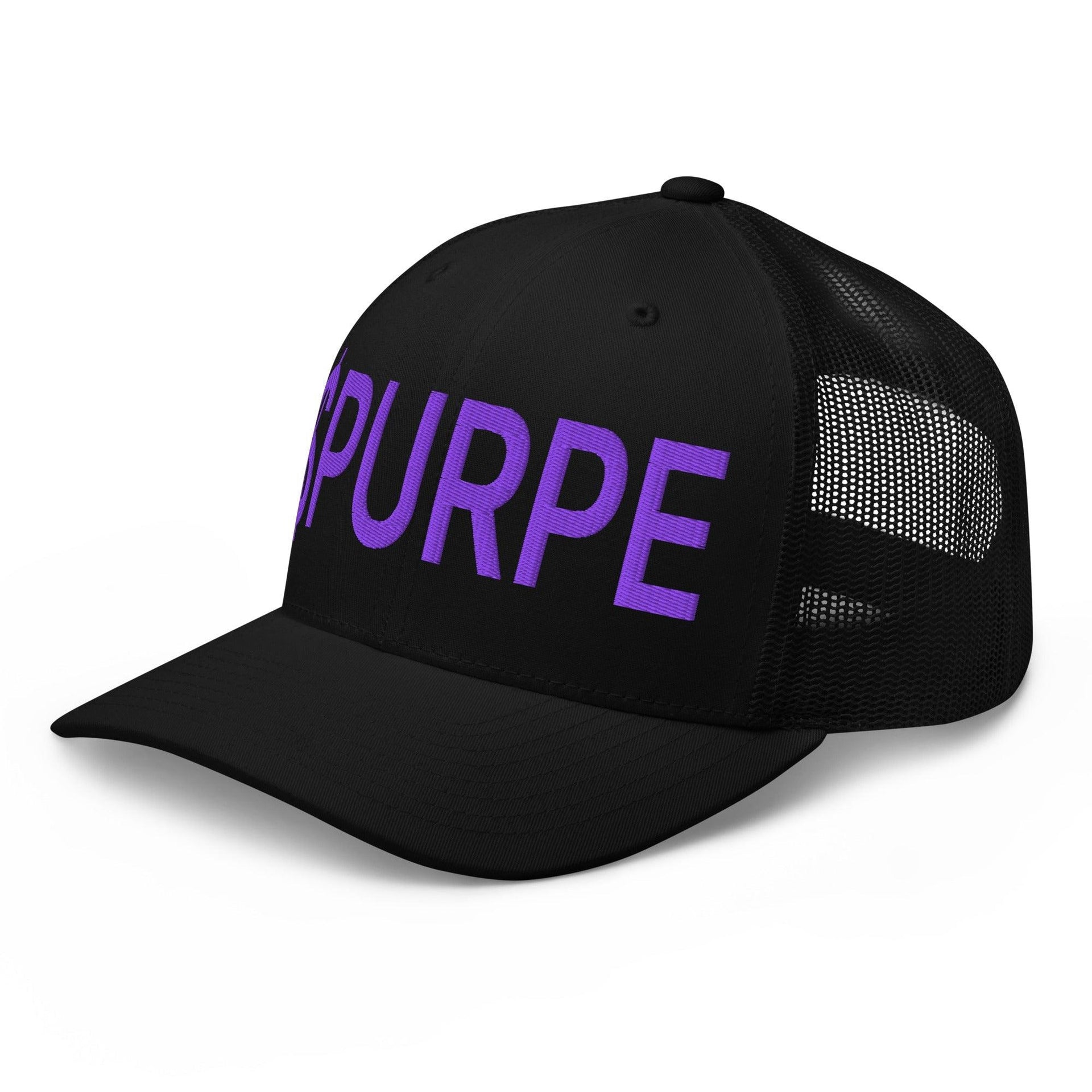 Purple Pepe $PURPE Embroidered Mesh Trucker Hat Capital Crowns Crypto Funny Trucker Hats