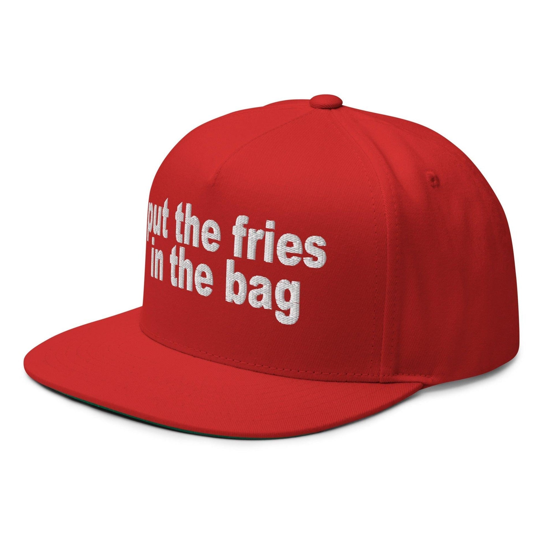 Put the Fries in the Bag Embroidered 5 Panel Flat Bill Brim Snapback Hat Capital Crowns Funny Snapback Hats