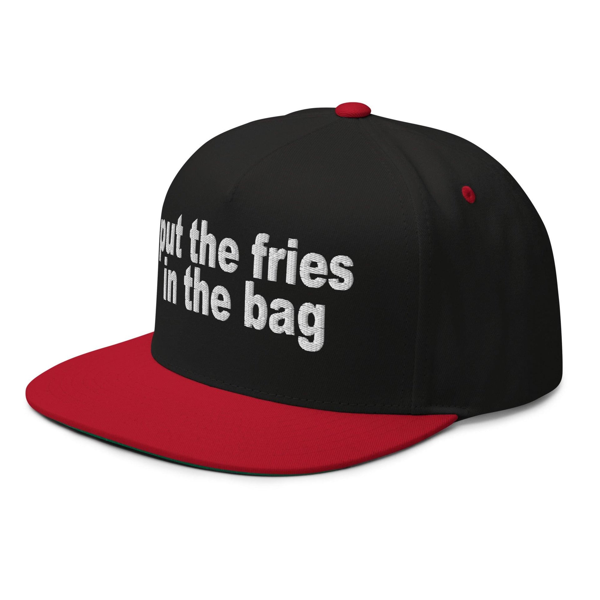 Put the Fries in the Bag Embroidered 5 Panel Flat Bill Brim Snapback Hat Capital Crowns Funny Snapback Hats
