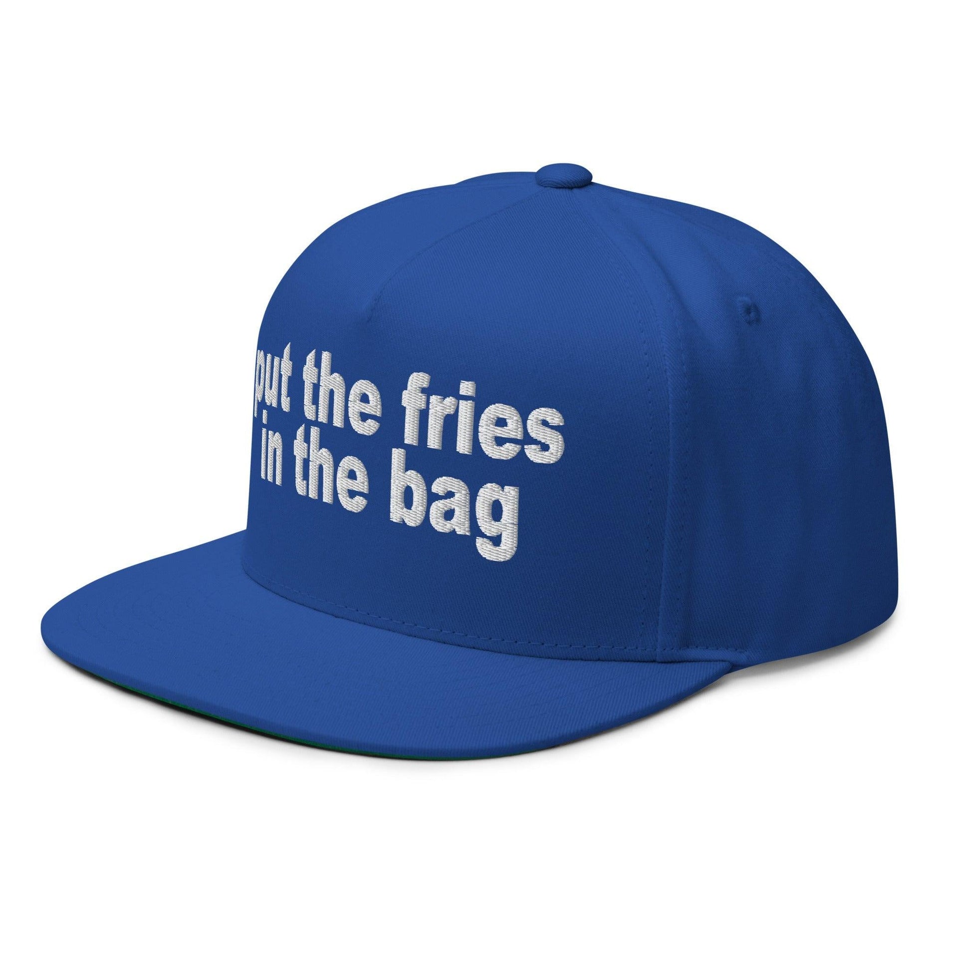 Put the Fries in the Bag Embroidered 5 Panel Flat Bill Brim Snapback Hat Capital Crowns Funny Snapback Hats