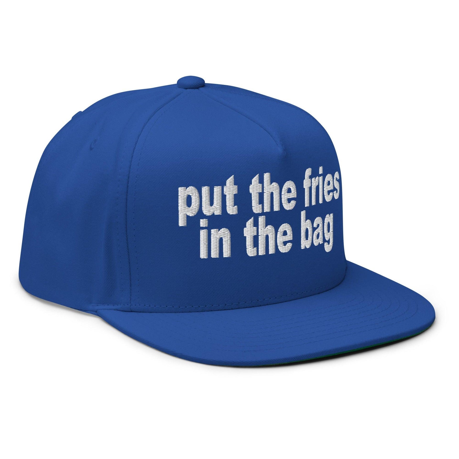 Put the Fries in the Bag Embroidered 5 Panel Flat Bill Brim Snapback Hat Capital Crowns Funny Snapback Hats