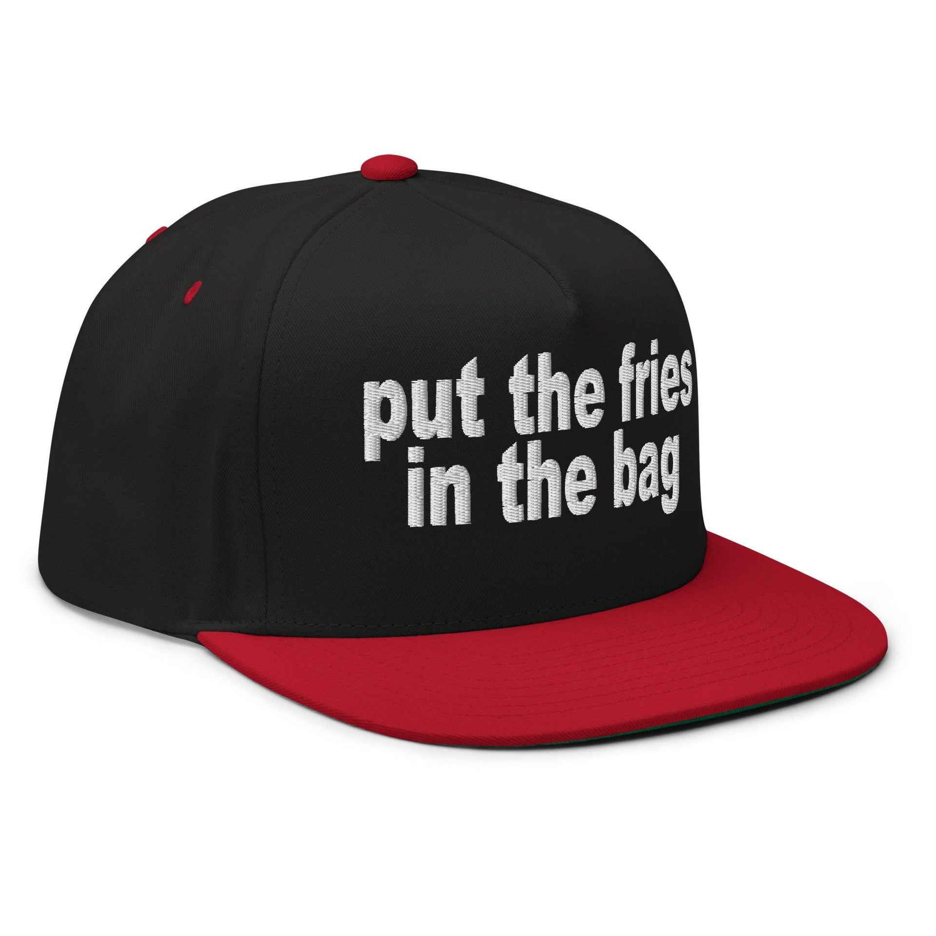 Put the Fries in the Bag Embroidered 5 Panel Flat Bill Brim Snapback Hat Capital Crowns Funny Snapback Hats