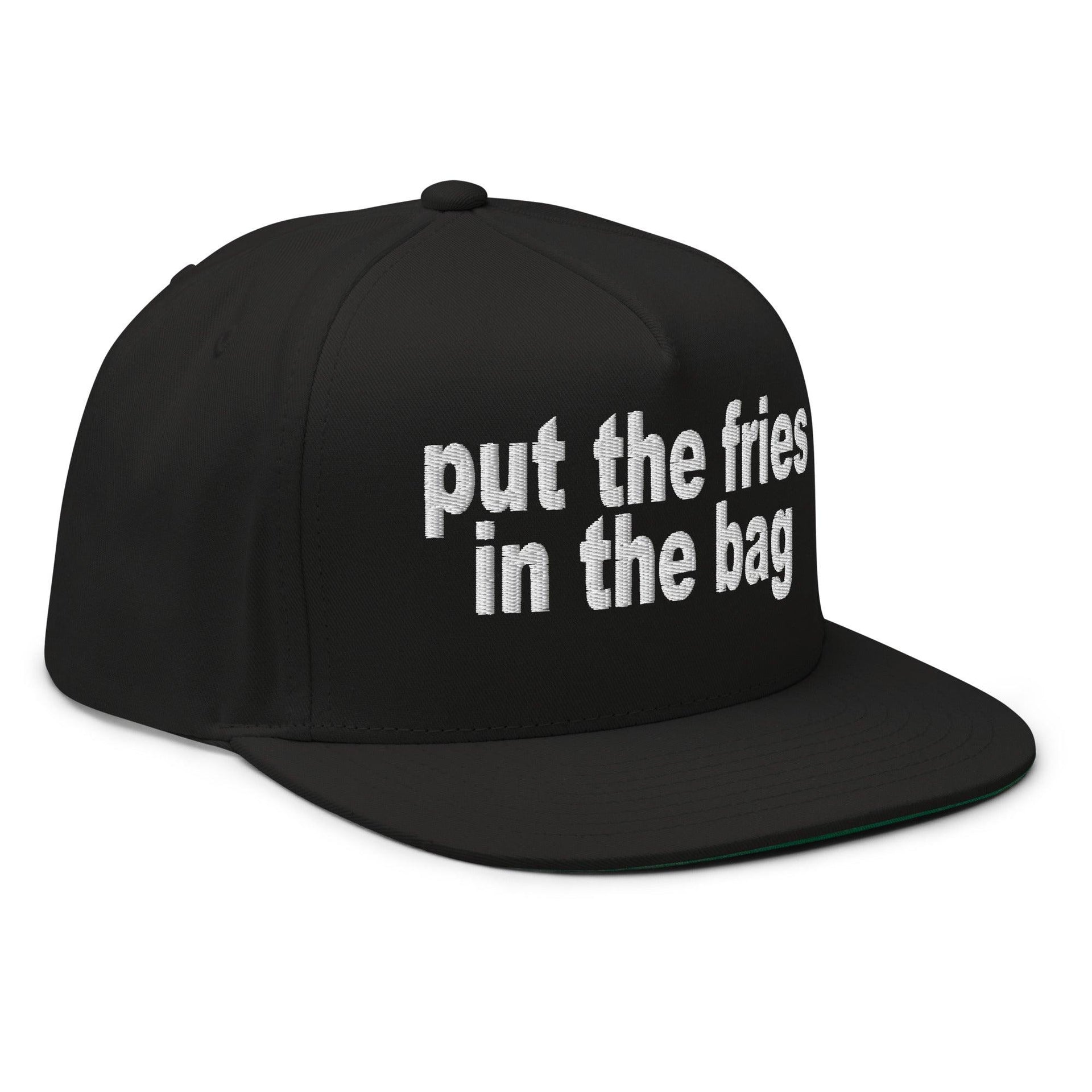 Put the Fries in the Bag Embroidered 5 Panel Flat Bill Brim Snapback Hat Capital Crowns Funny Snapback Hats