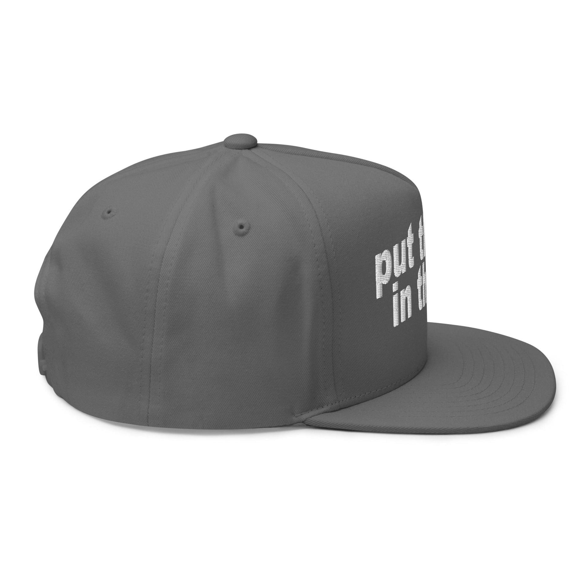 Put the Fries in the Bag Embroidered 5 Panel Flat Bill Brim Snapback Hat Capital Crowns Funny Snapback Hats