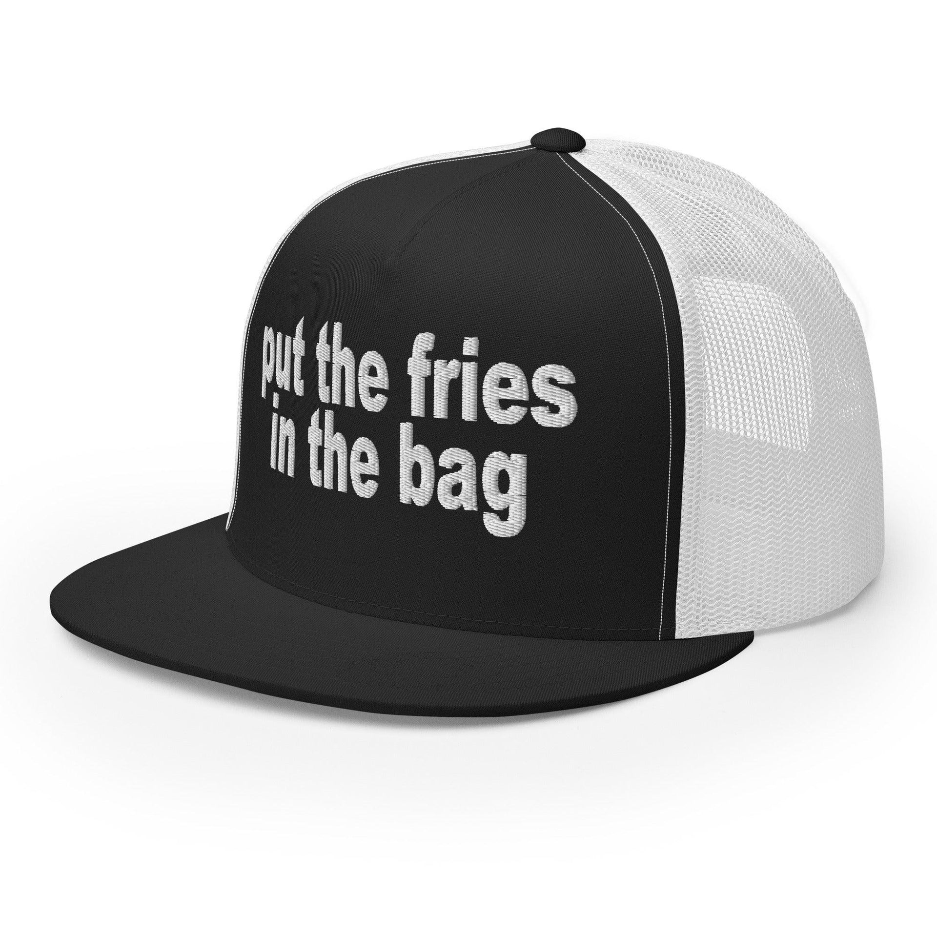 Put the Fries in the Bag Embroidered Mesh Flat Bill Brim Trucker Hat Capital Crowns Funny Trucker Hats