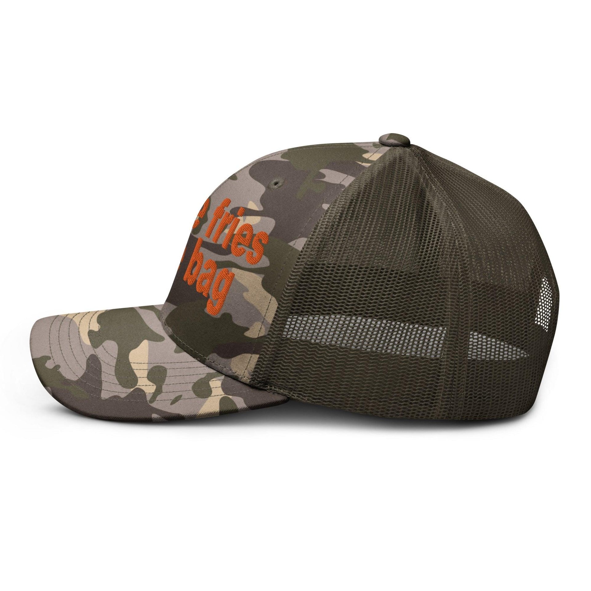 Put the Fries in the Bag Embroidered Orange Camo Trucker Hat Capital Crowns Funny Orange Camo Trucker Hats