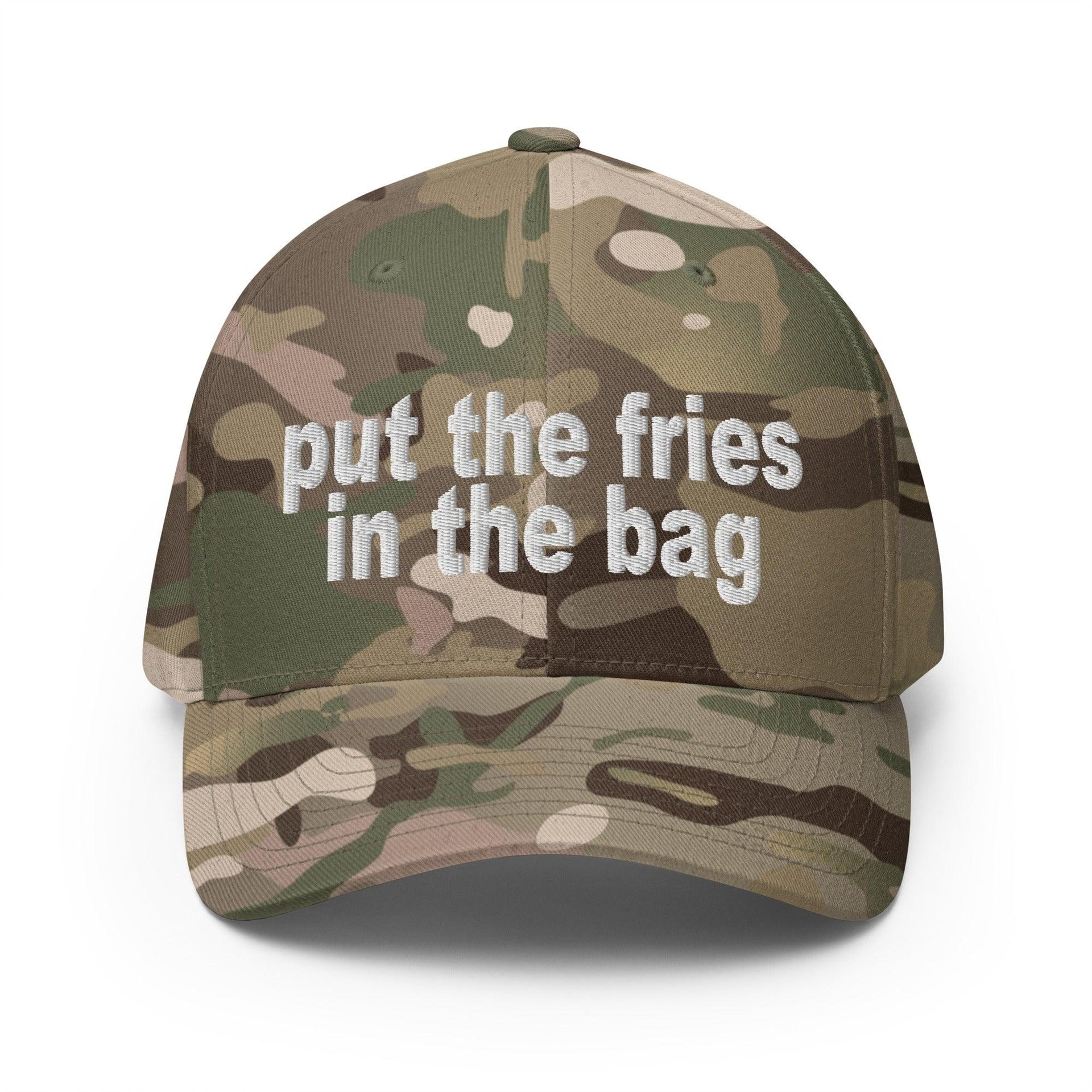 Put the Fries in the Bag Embroidered Stretch Fit Baseball Hat Multicam Green Capital Crowns Funny Stretch Fit
