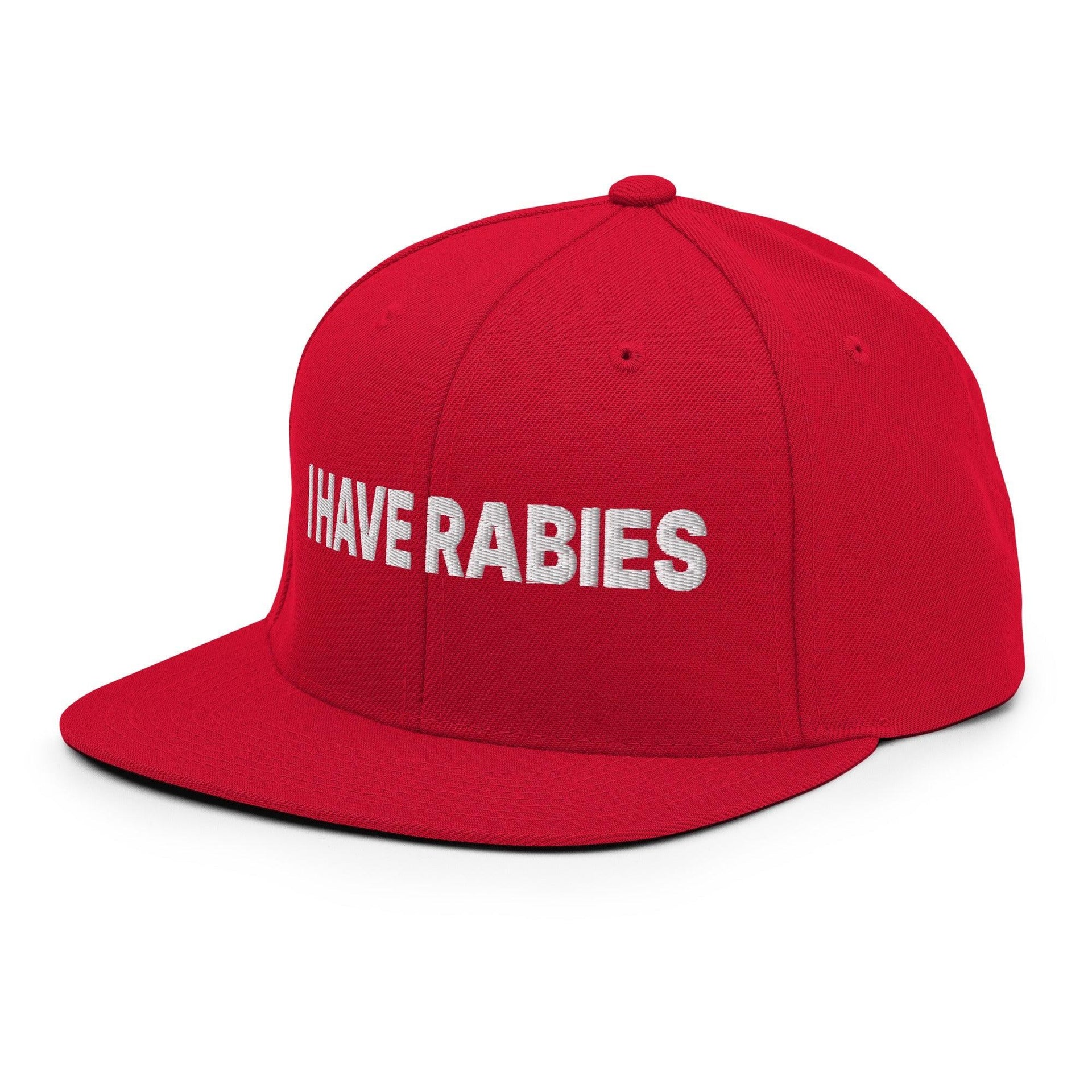 I Have Rabies Embroidered Flat Bill Brim Snapback Hat Capital Crowns Funny Snapback Hats